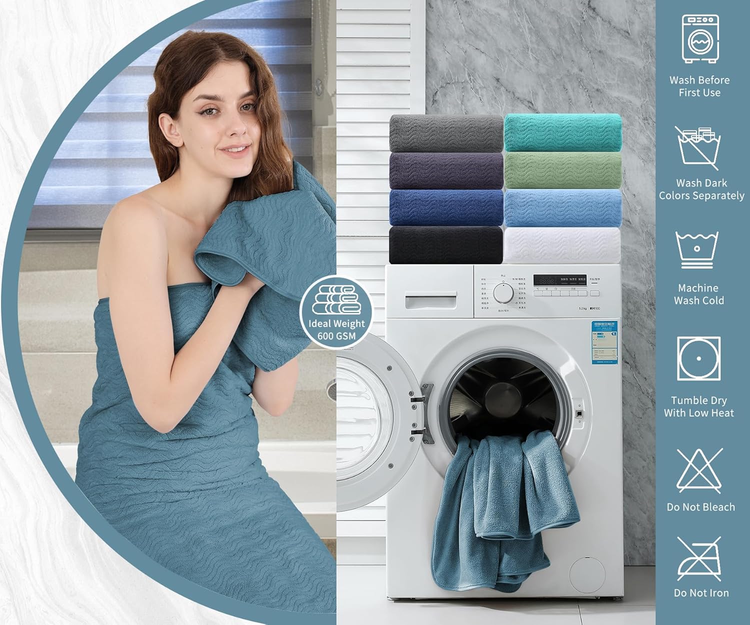 Jessy Home 8 Piece Turquoise Towel Set