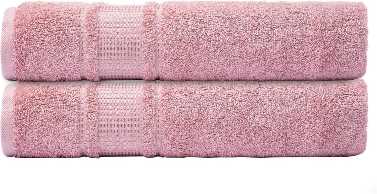 Melissa Linen 2 Piece Pink Turkish Cotton Bath Towel Set