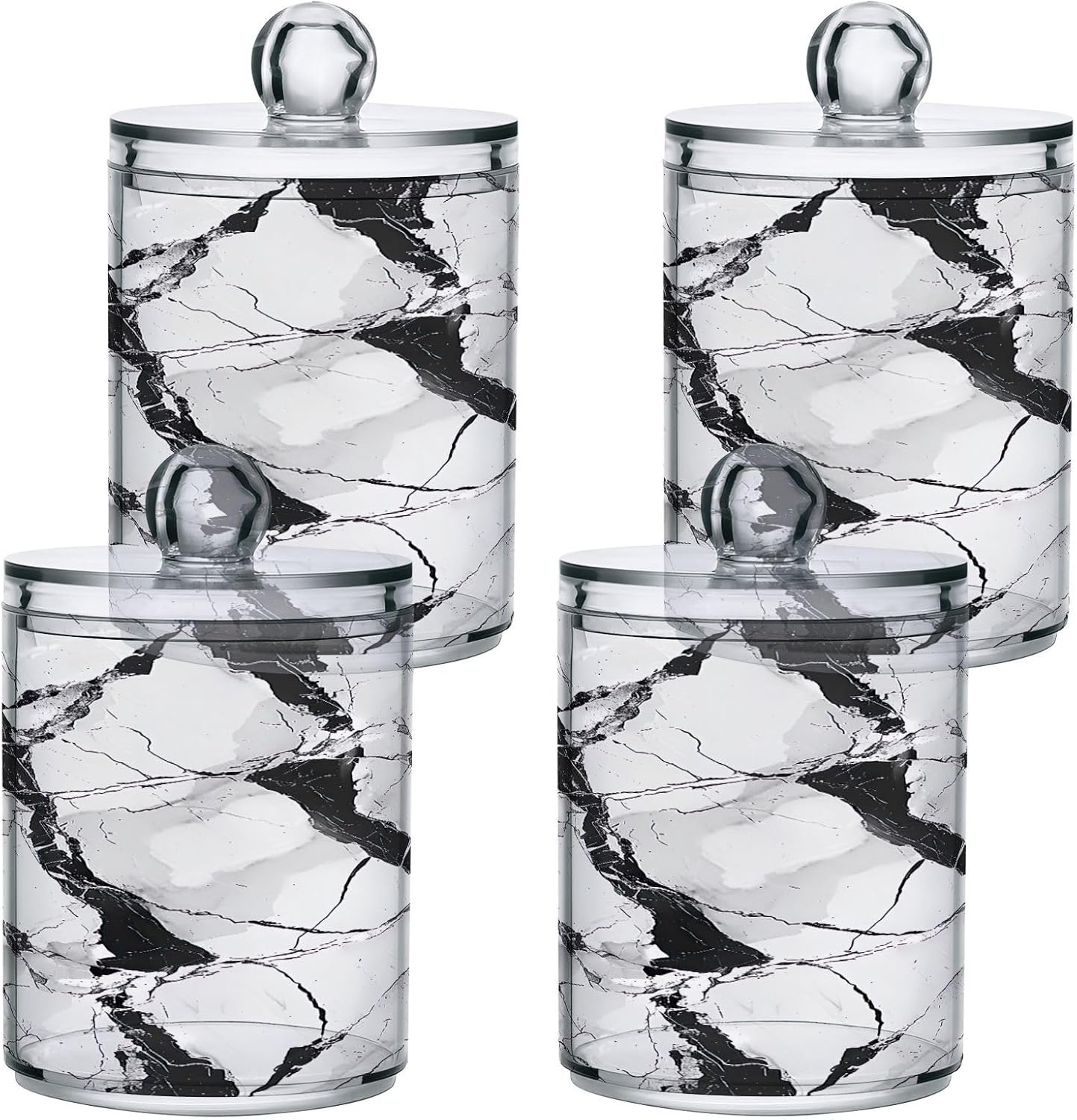 YETTASBIN Marble Clear Storage Jars 2 Pack 1