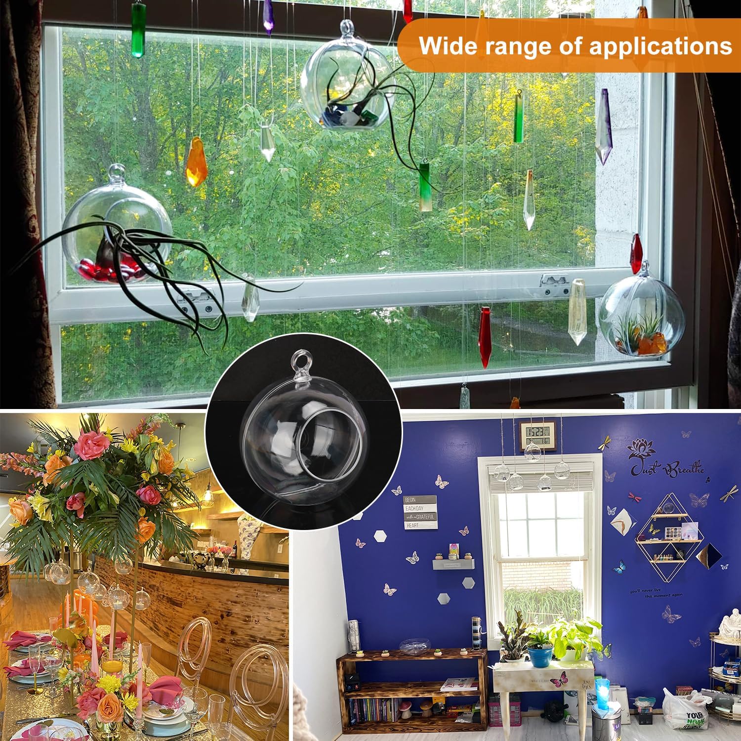 39 Pcs Clear Hanging Glass Orbs for Home Decor