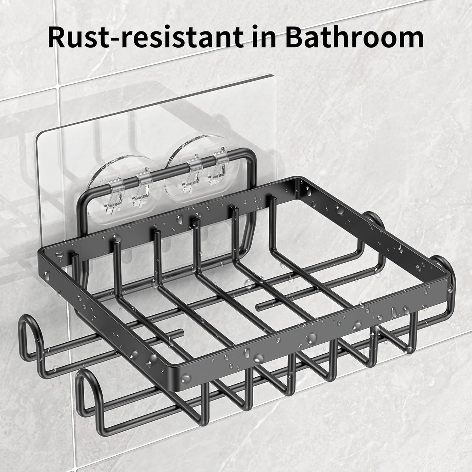 Dobango Bathroom Soap Dish Holder with Hooks Black 1