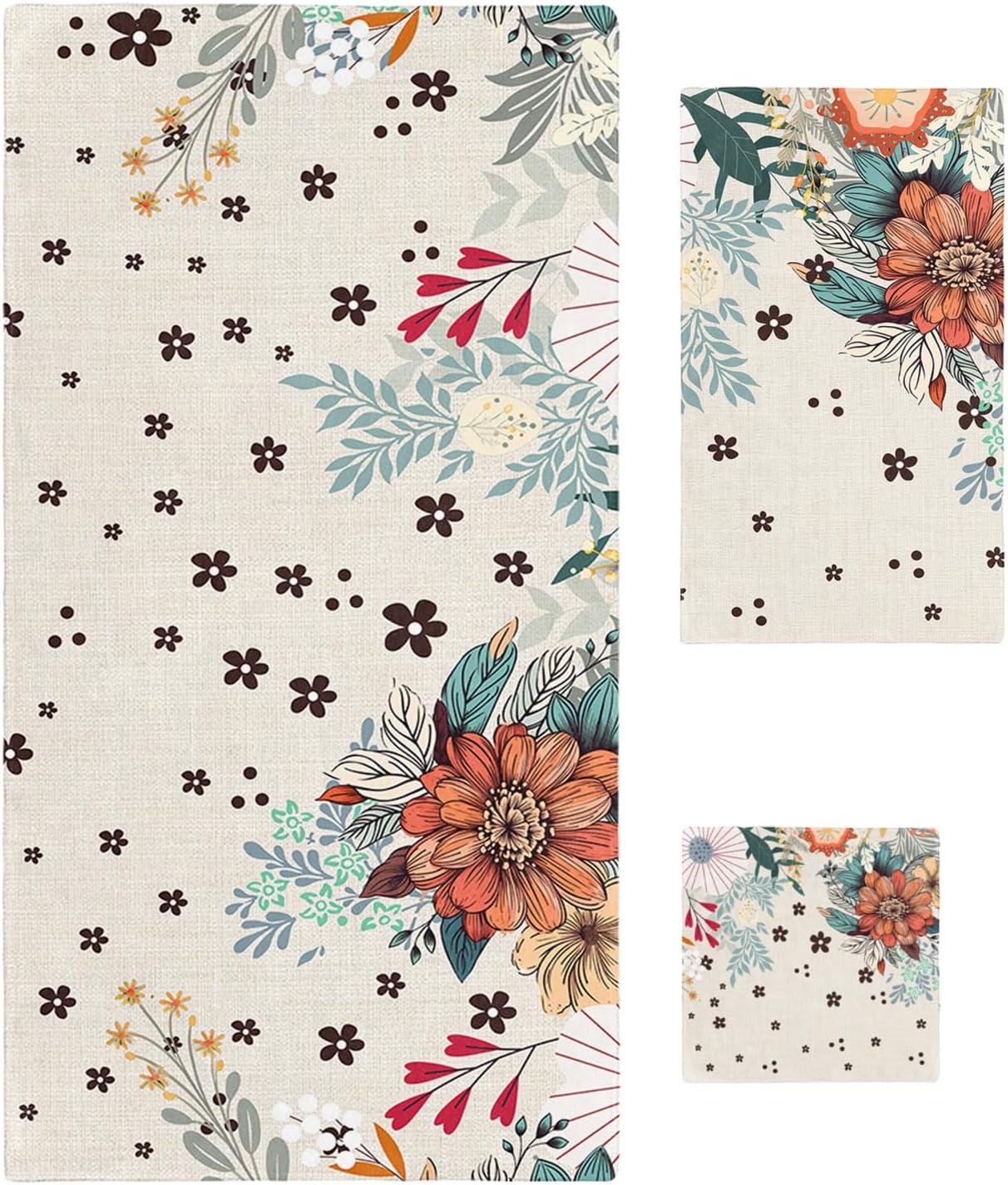 Smile Sunflower 3 Pcs Linen Bath Towels Set