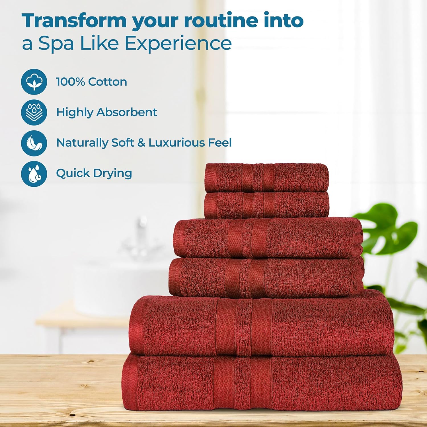 Superior Ultra-Soft Cotton Towel Set - Maroon