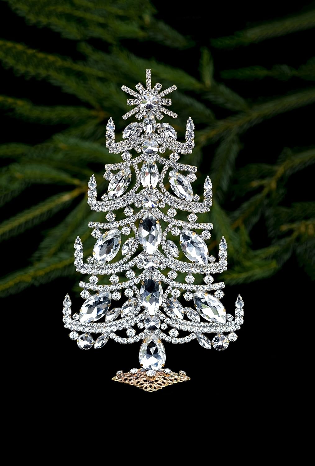 Handmade Christmas Tree with Clear Rhinestones 1
