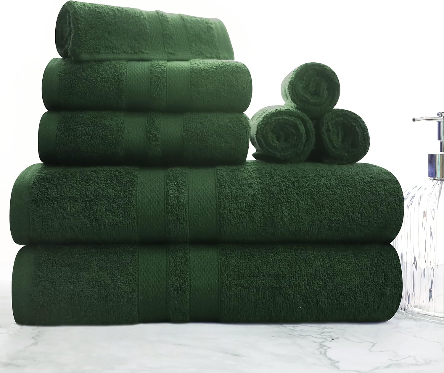 Superior Ultra-Soft 8-Piece Cotton Towel Set - Forest Green 1