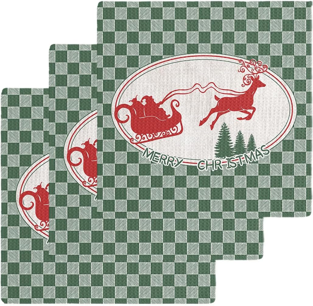 Falaniique Christmas Deer Waffle Towel Set of 3