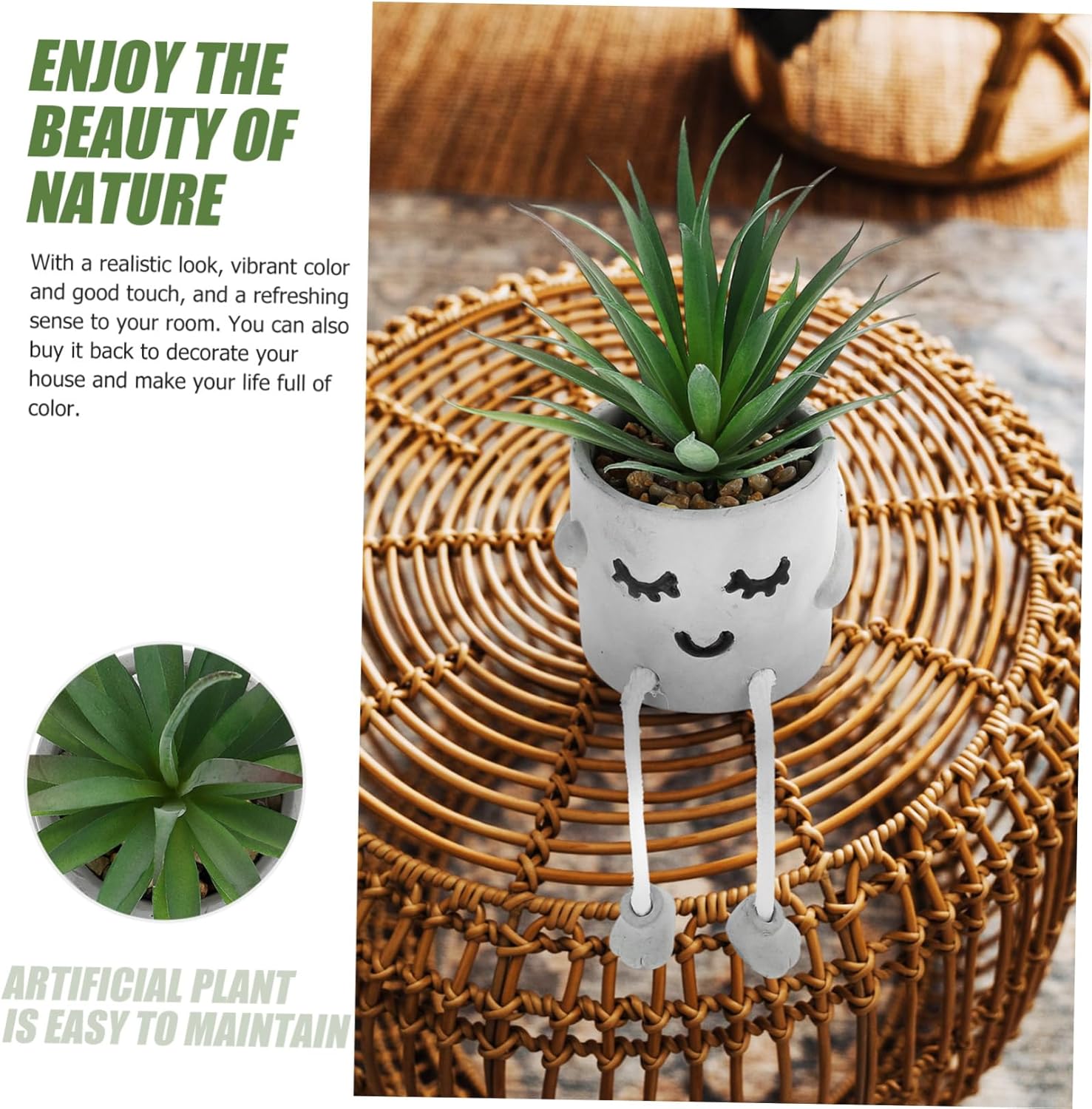 Cute Facial Expression Artificial Succulent Hanging Leg Plant Bonsai