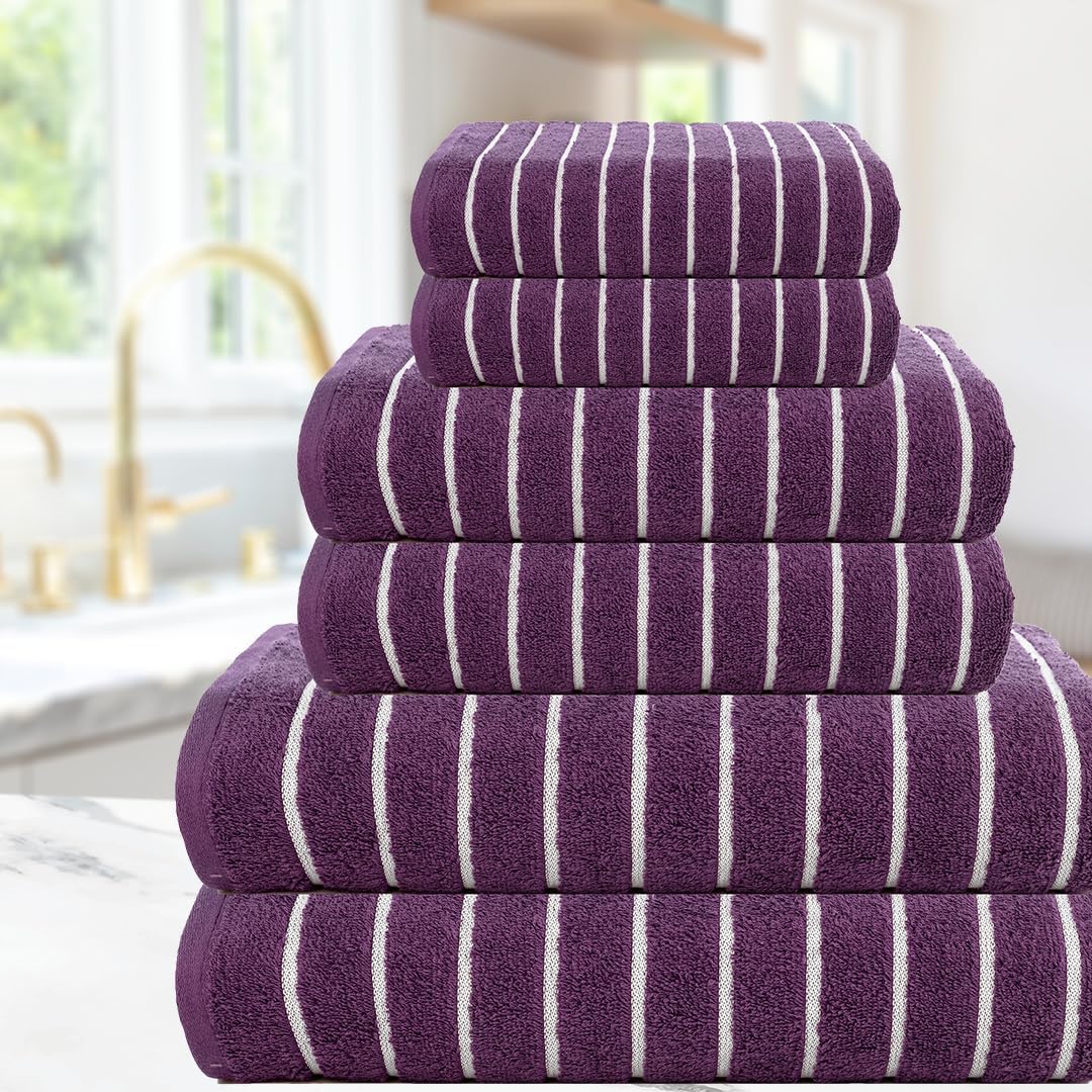CASA COPENHAGEN 6 Piece Towel Set Dark Purple
