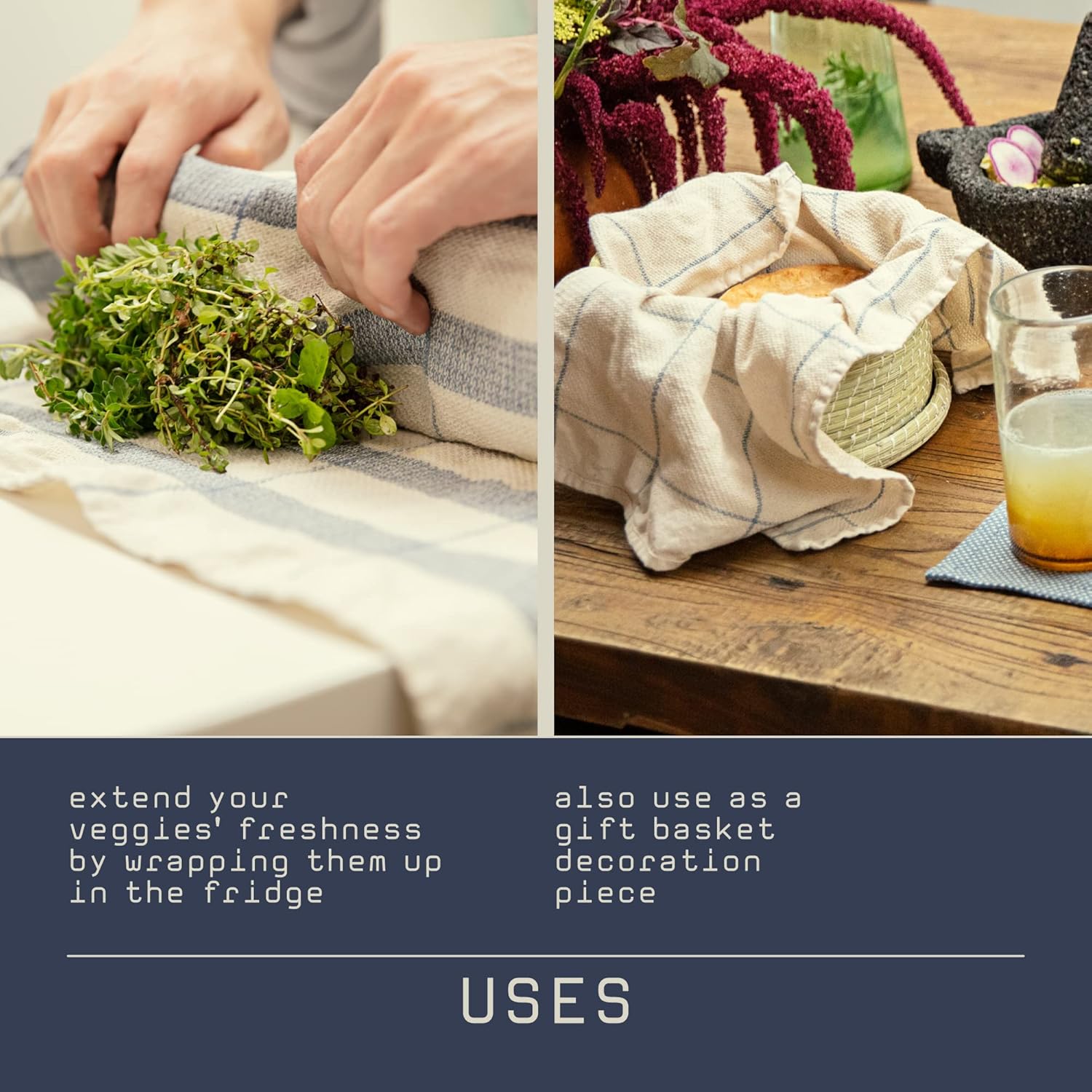MEEMA Kitchen Towel Set - 6 Pack Super Absorbent Dish Towels