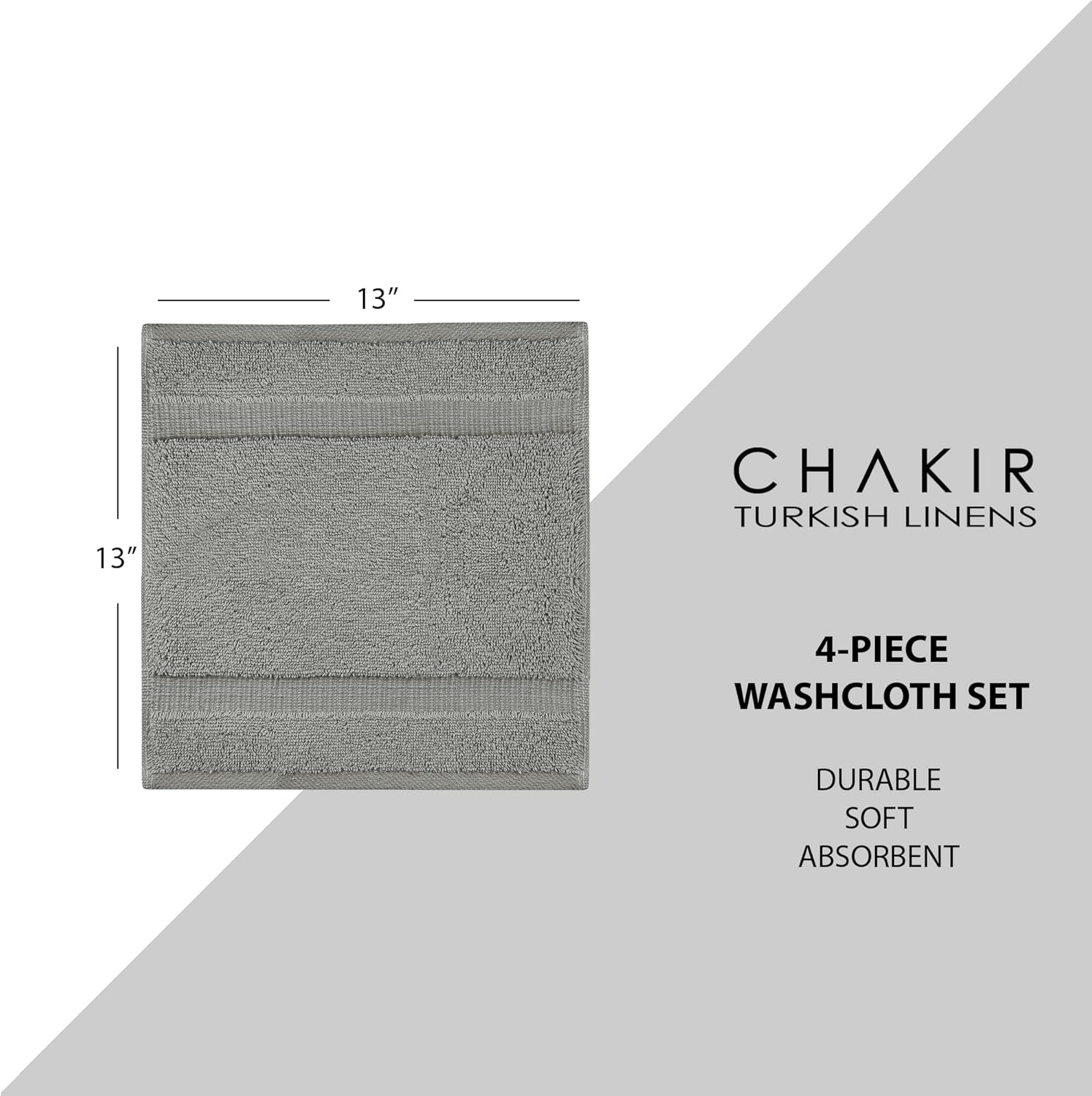Chakir Turkish Linens Premium 100 Cotton Towel Set Bundle Gray 1