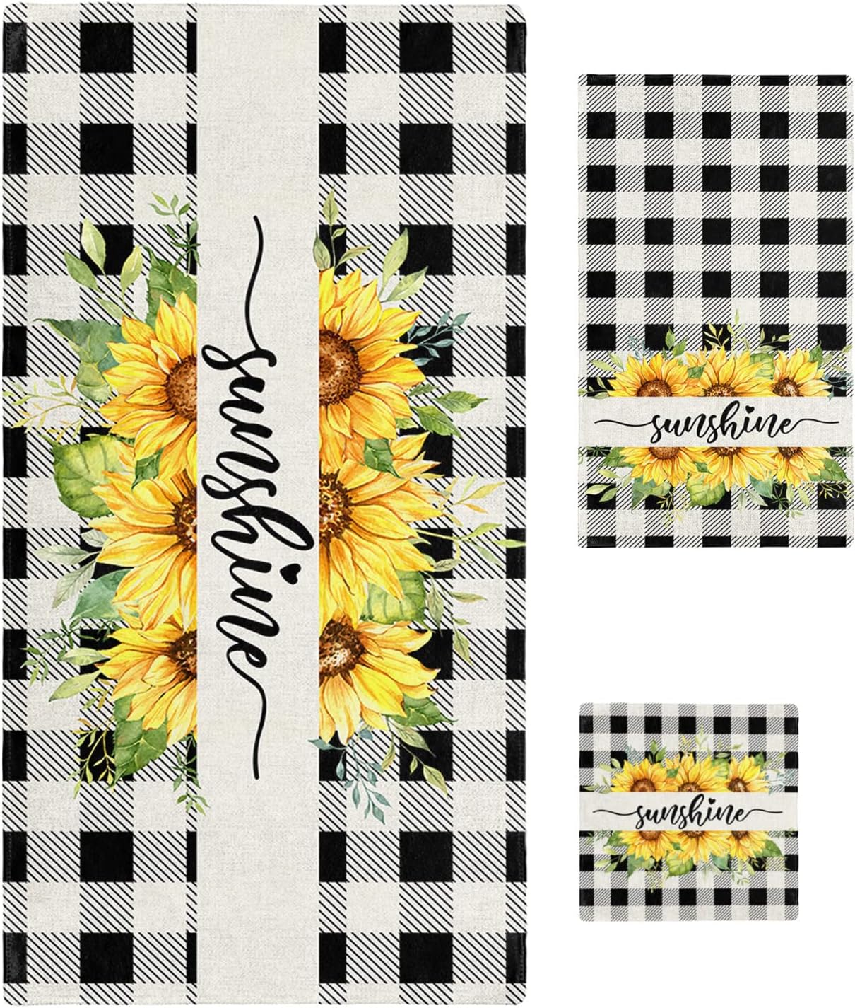 Chees D Zone Summer Sunflower Plaid Bath Towel Set