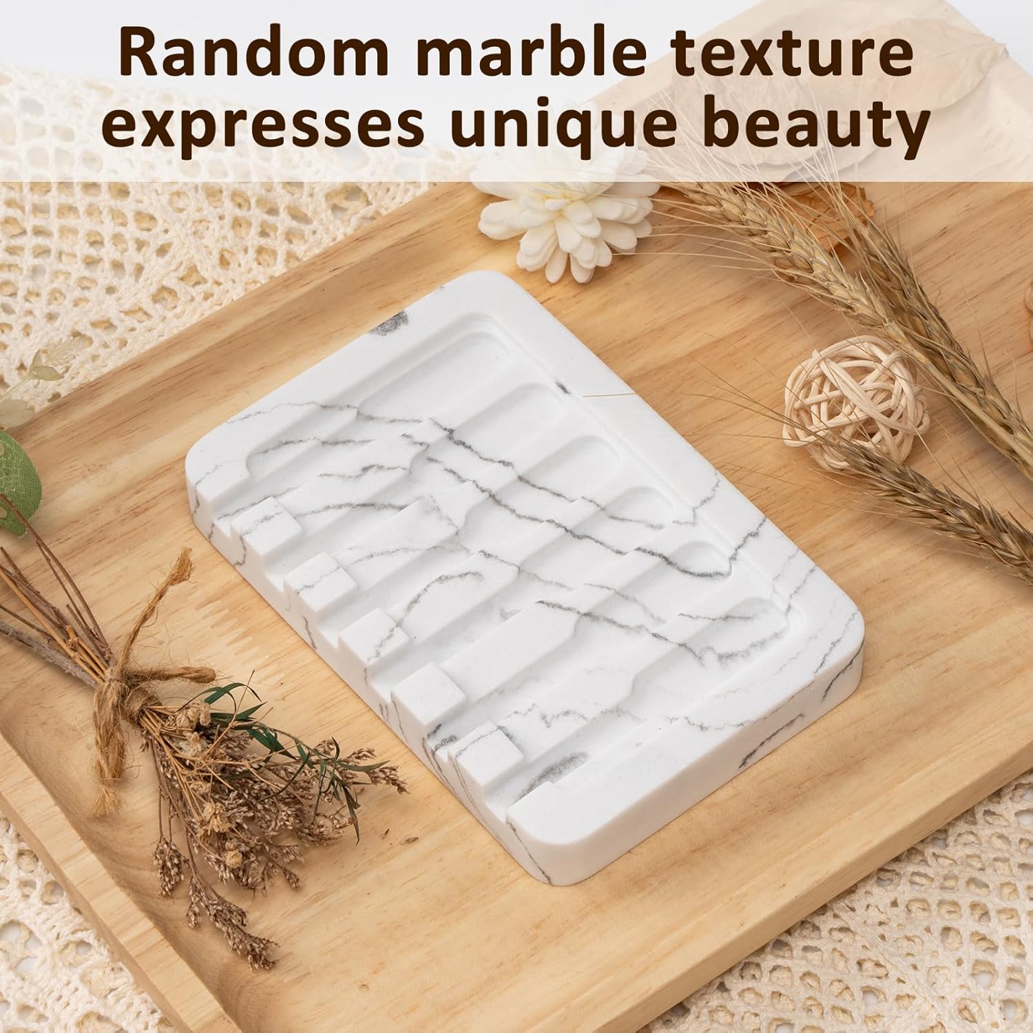 UHEY HOME Resin Soap Dish with Marble Look