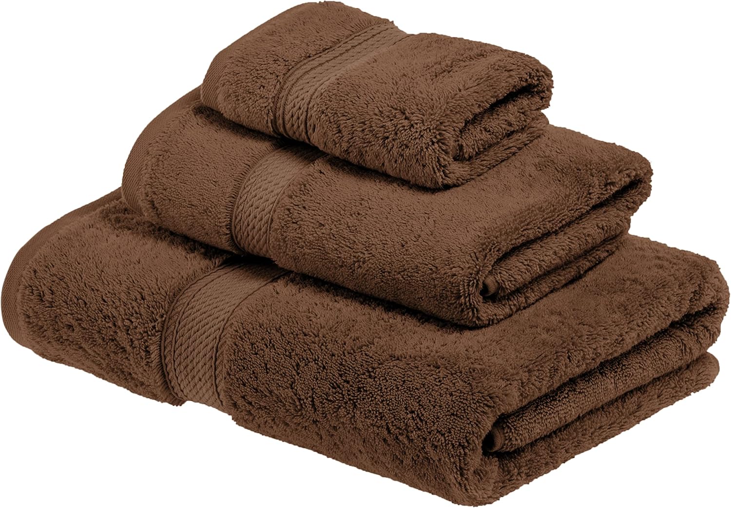 Superior Egyptian Cotton Pile 3 Piece Towel Set in Chocolate