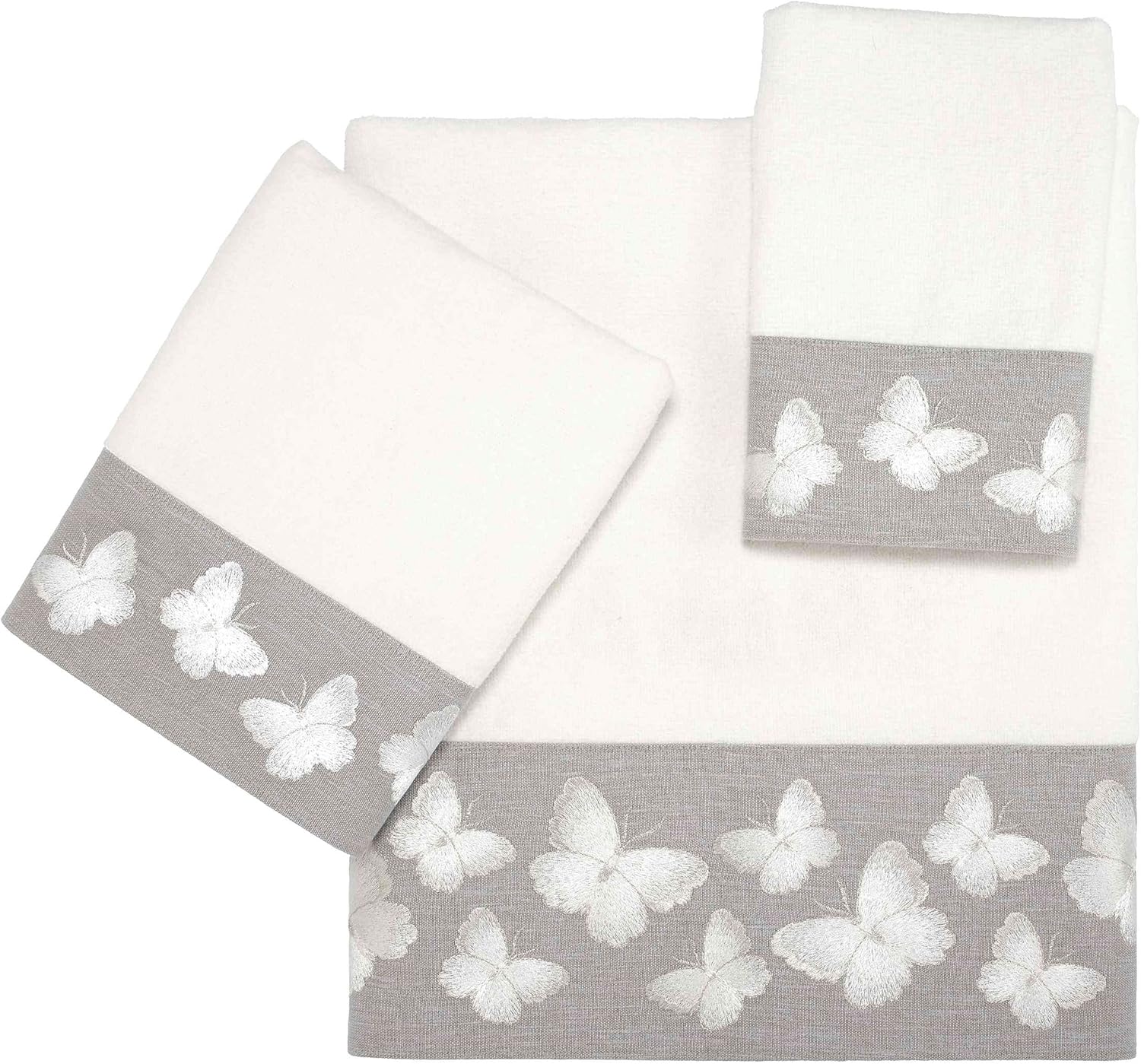 Avanti Linens 3pc Towel Set - Soft Cotton Towels Yara Collection White
