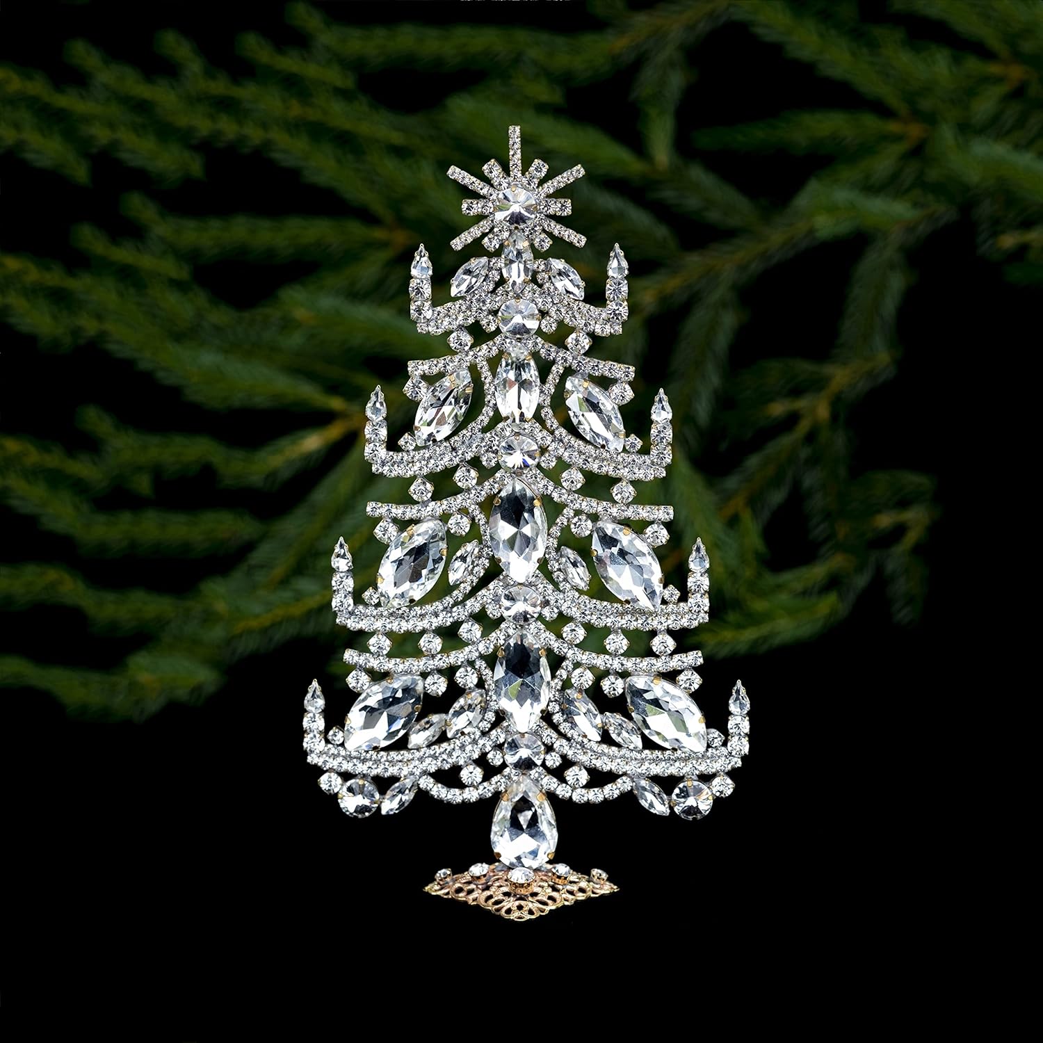Handmade Christmas Tree with Clear Rhinestones 1