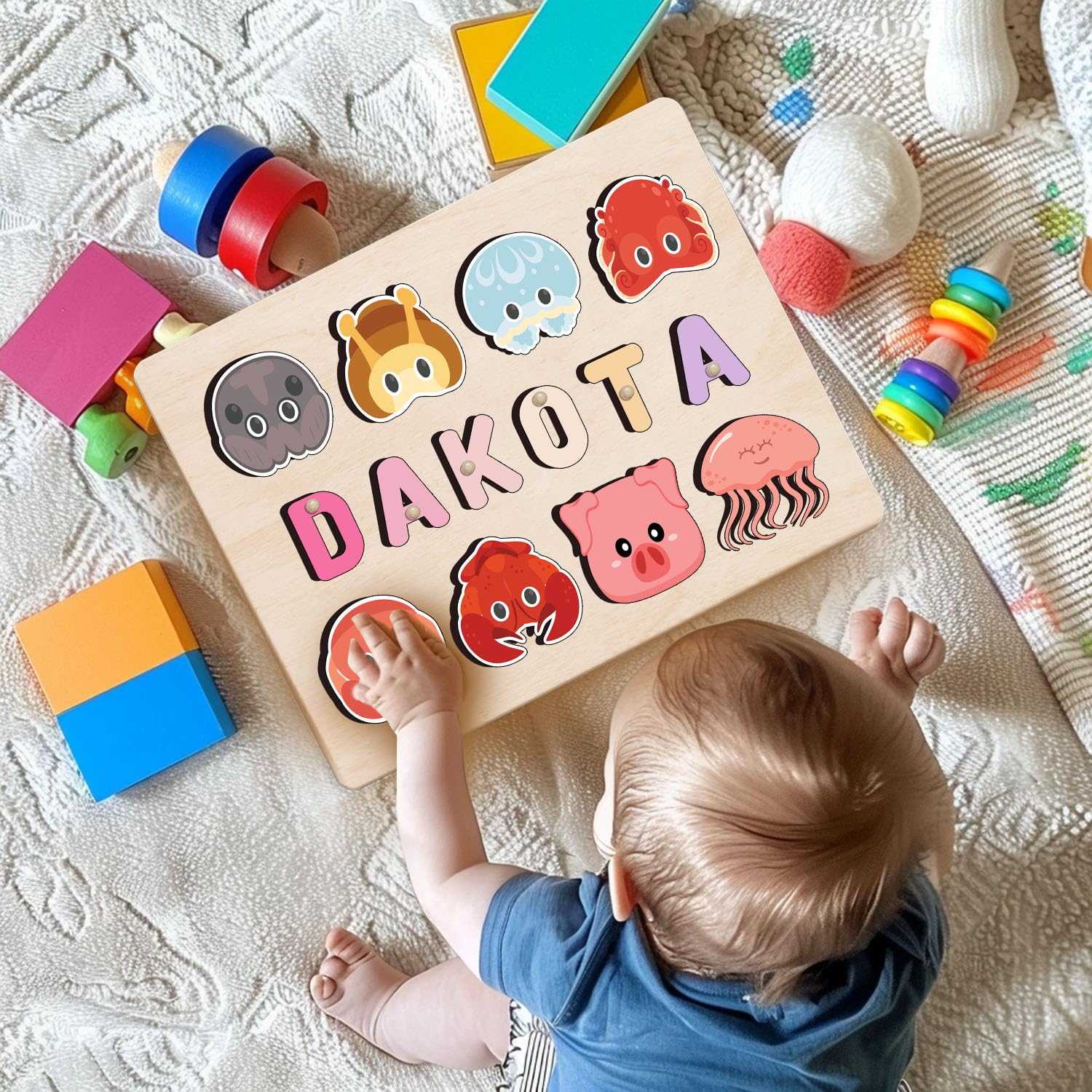 Personalized Wooden Name Puzzle for Kids 1-3