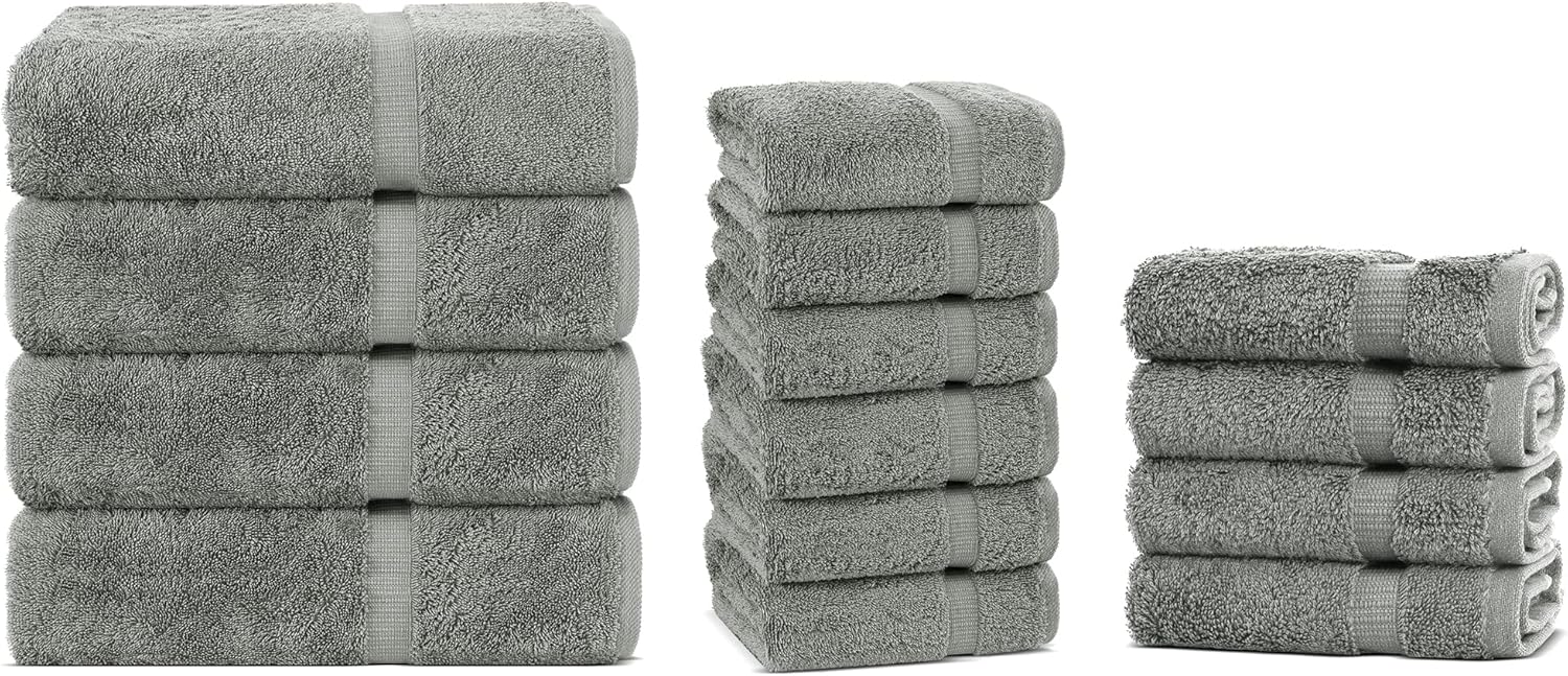 Chakir Turkish Linens Premium 100 Cotton Towel Set Bundle Gray 1