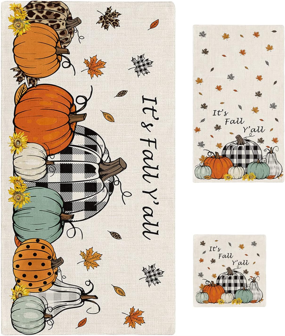 Chees D Zone Bath Towel Sets with Plaid Pumpkin Design