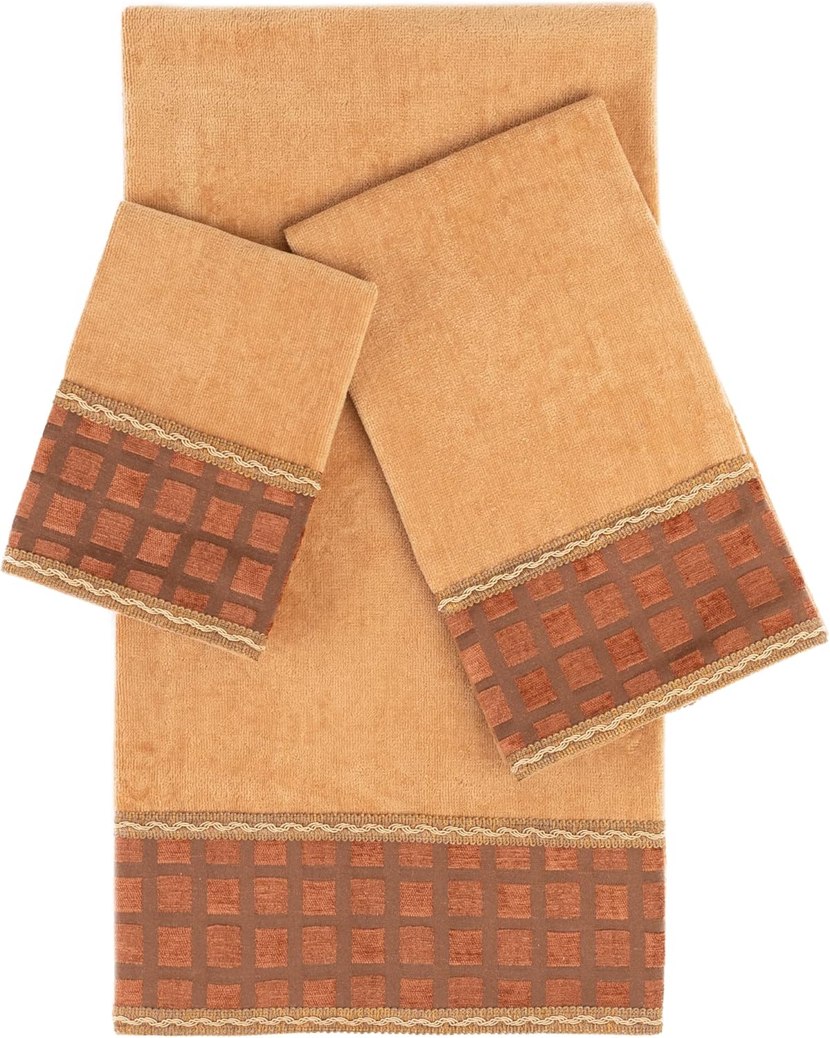 Sherry Kline Checky Gold 3-Piece Decorative Towel Set