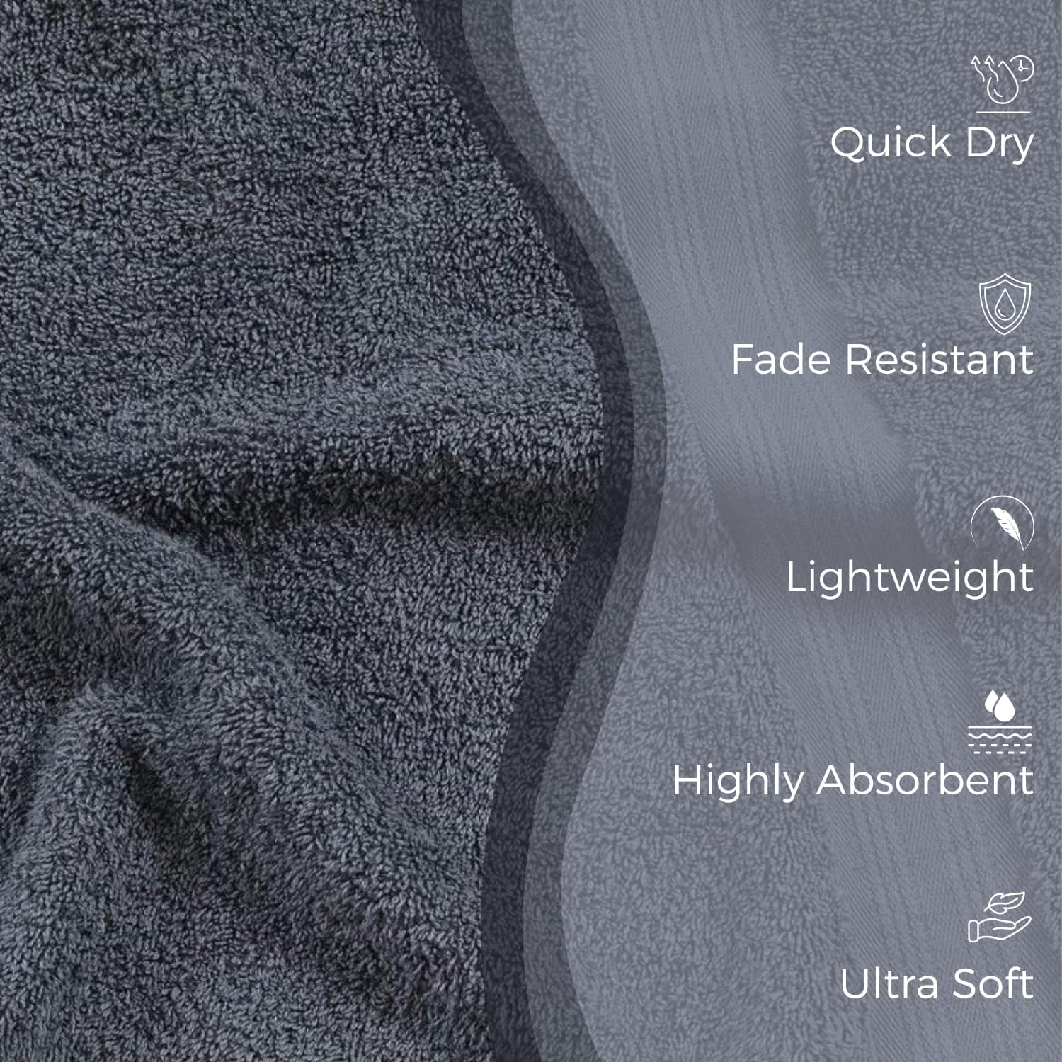 EuroSpa 100 Cotton 6 Piece Towel Set - Light Grey