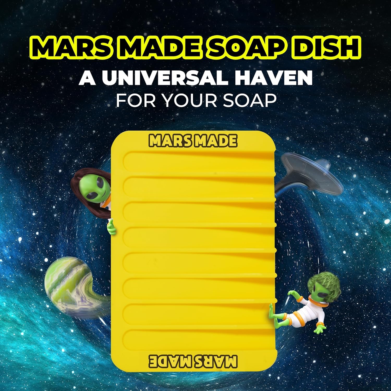 MARS MADE Yellow Silicone Soap Dish with Waterfall Design