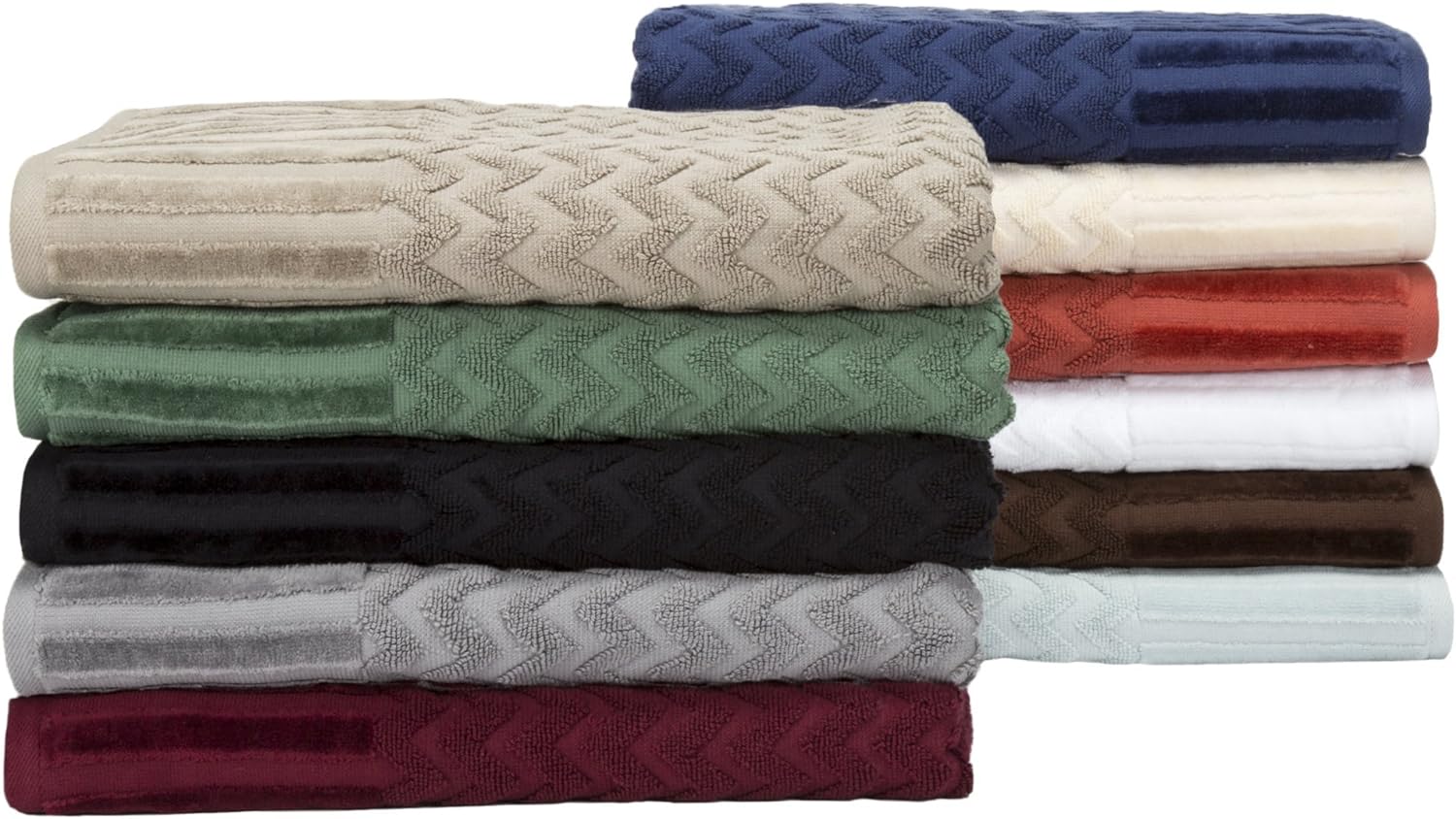 Lavish Home 6-Piece Cotton Bath Towel Set - Seafoam Chevron Pattern