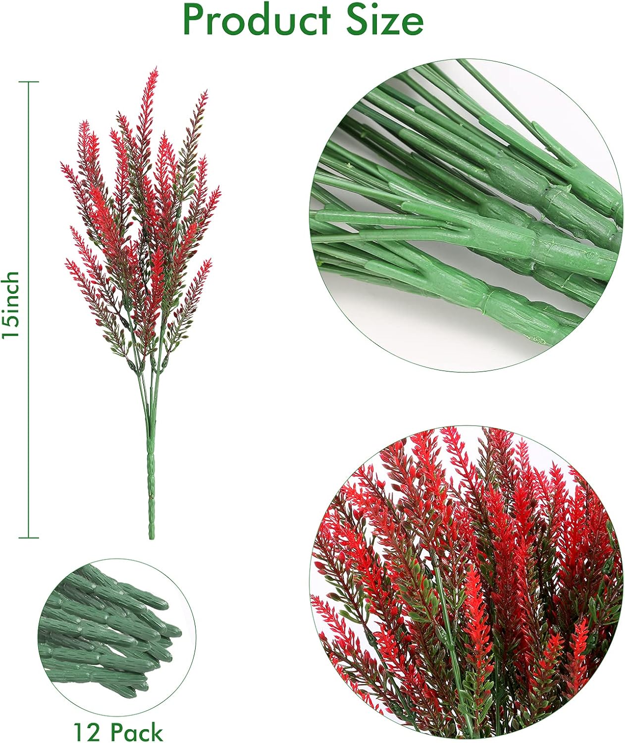 ZEOSTARO Artificial Lavender Flowers 12 Bundles UV Resistant