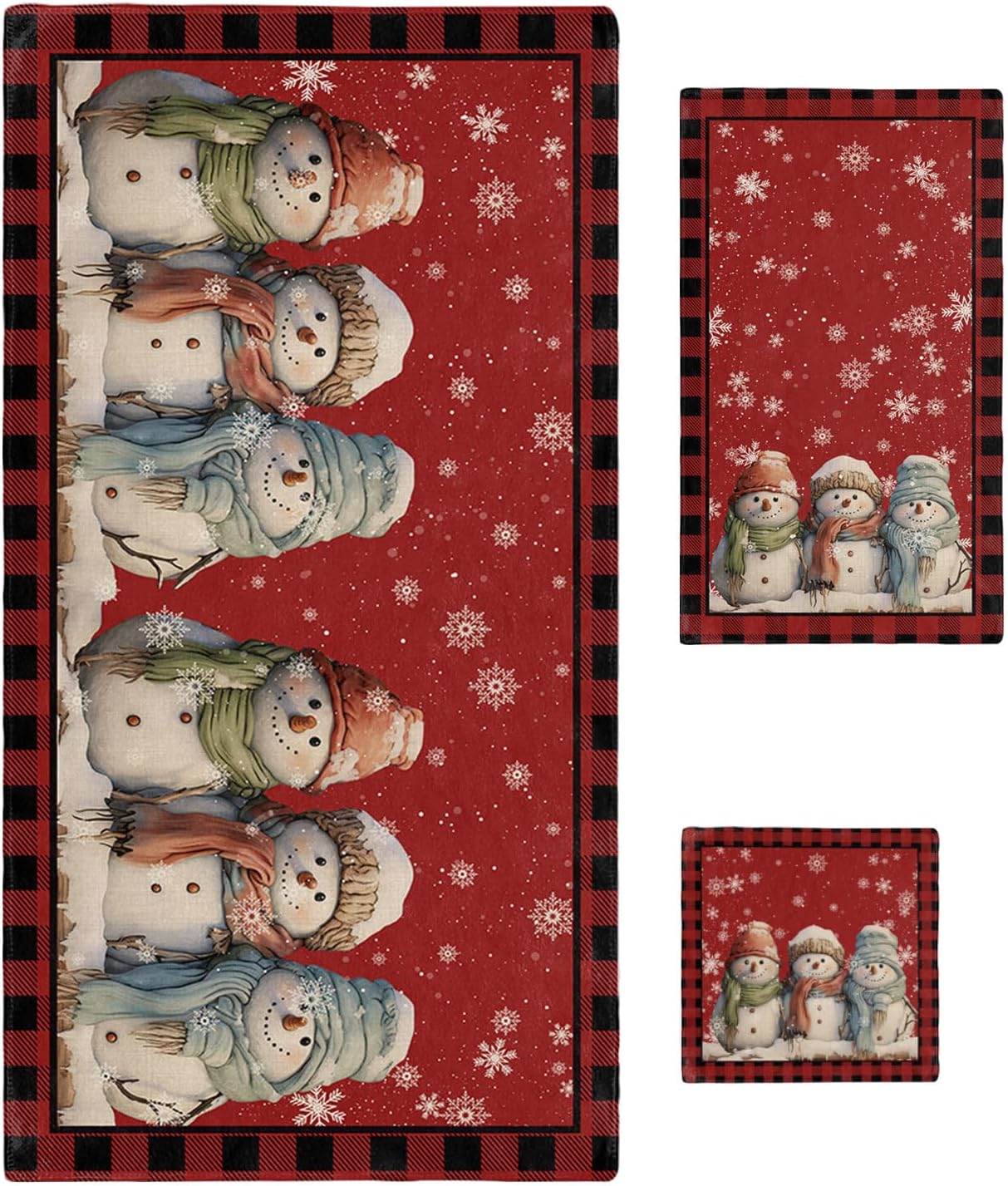 ZOE GARDEN Christmas Red Towel Set 3-PC Quick Dry Luxury Soft