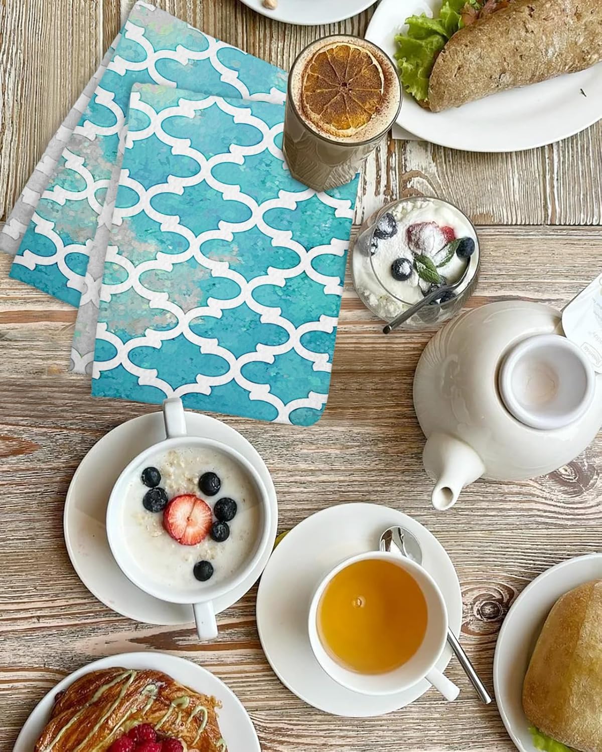 Falaniique Waffle Towel Set of 3 - Turquoise Modern Soft