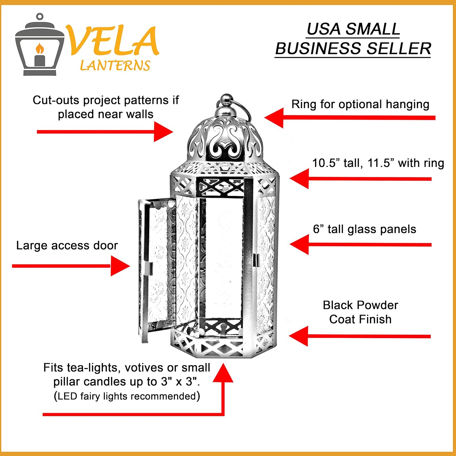 VELA Metal Halloween Decorative LED Candle Lanterns