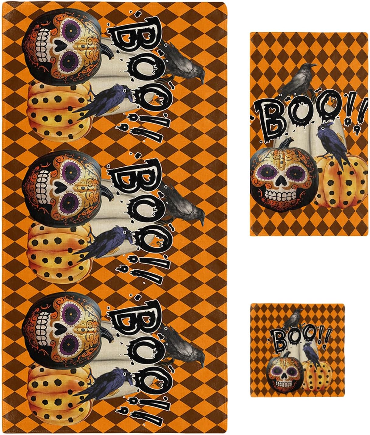 ZOE GARDEN Halloween Towel Set 3-PC Quick Dry Luxury Soft