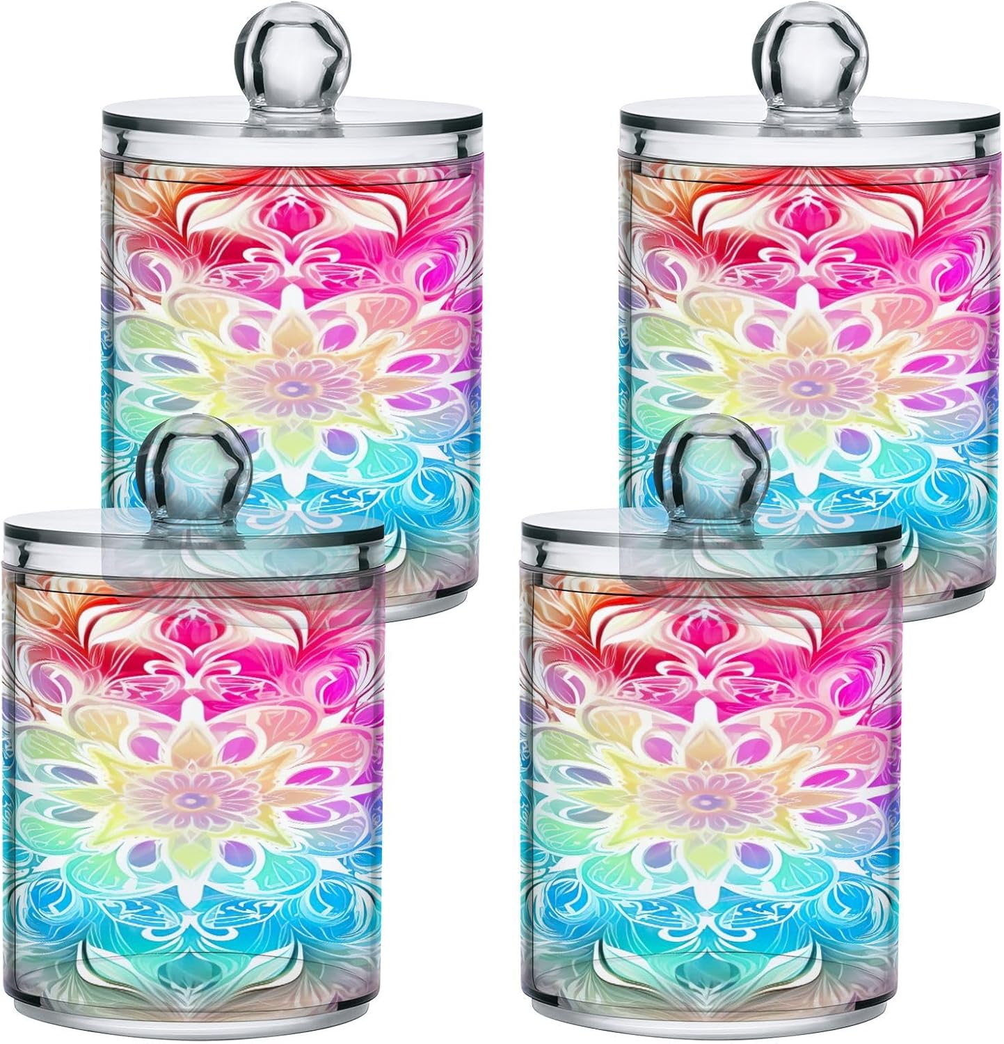 YETTASBIN Mandala Clear Storage Jars 2 Pack