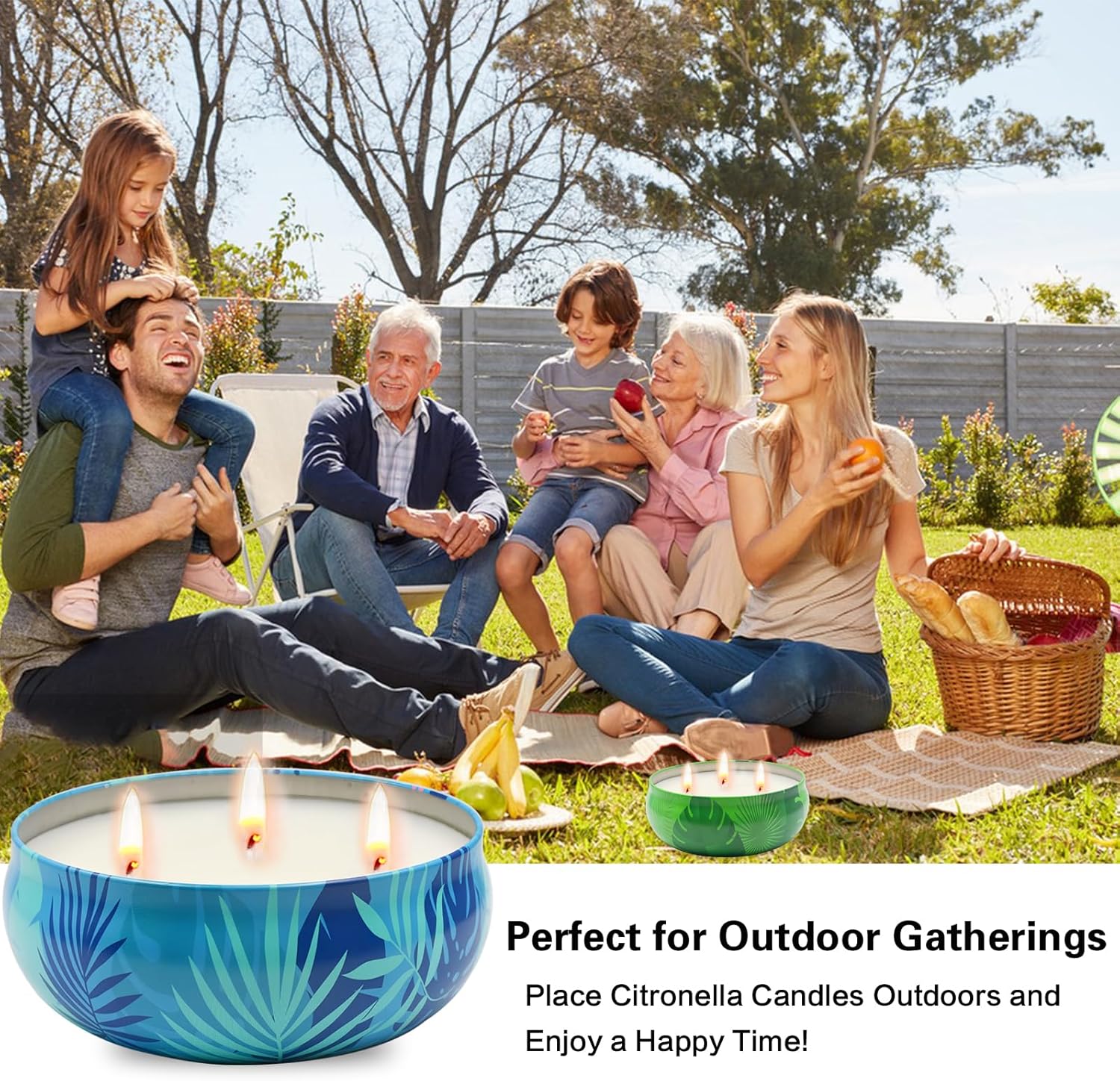 Collabell Citronella Candles Outdoor 3 Wick Large