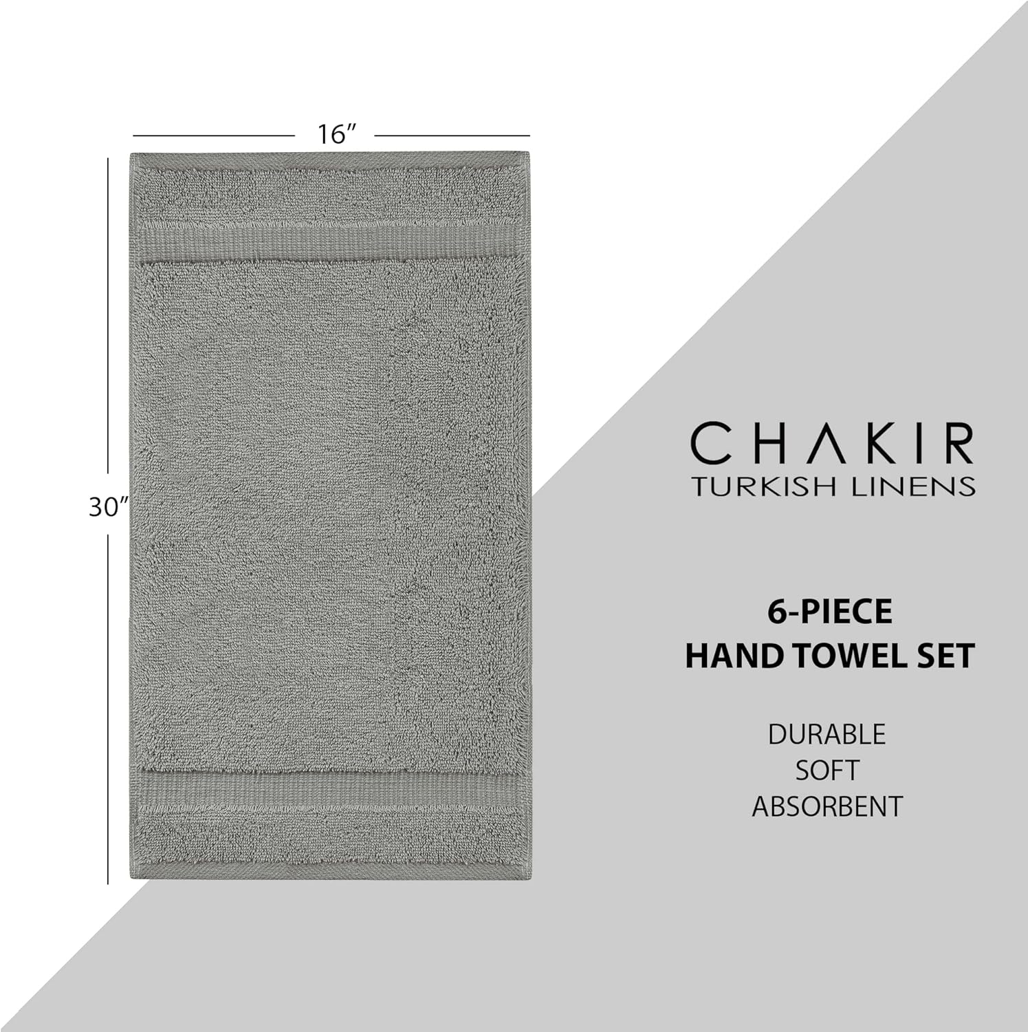 Chakir Turkish Linens Premium 100 Cotton Towel Set Bundle Gray 1