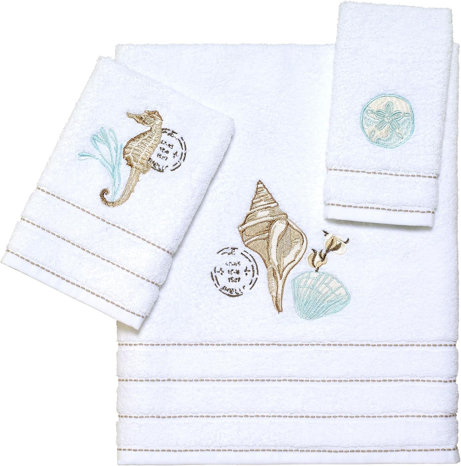 Avanti Linens 3pc Towel Set Soft Cotton Farmhouse Shell Design