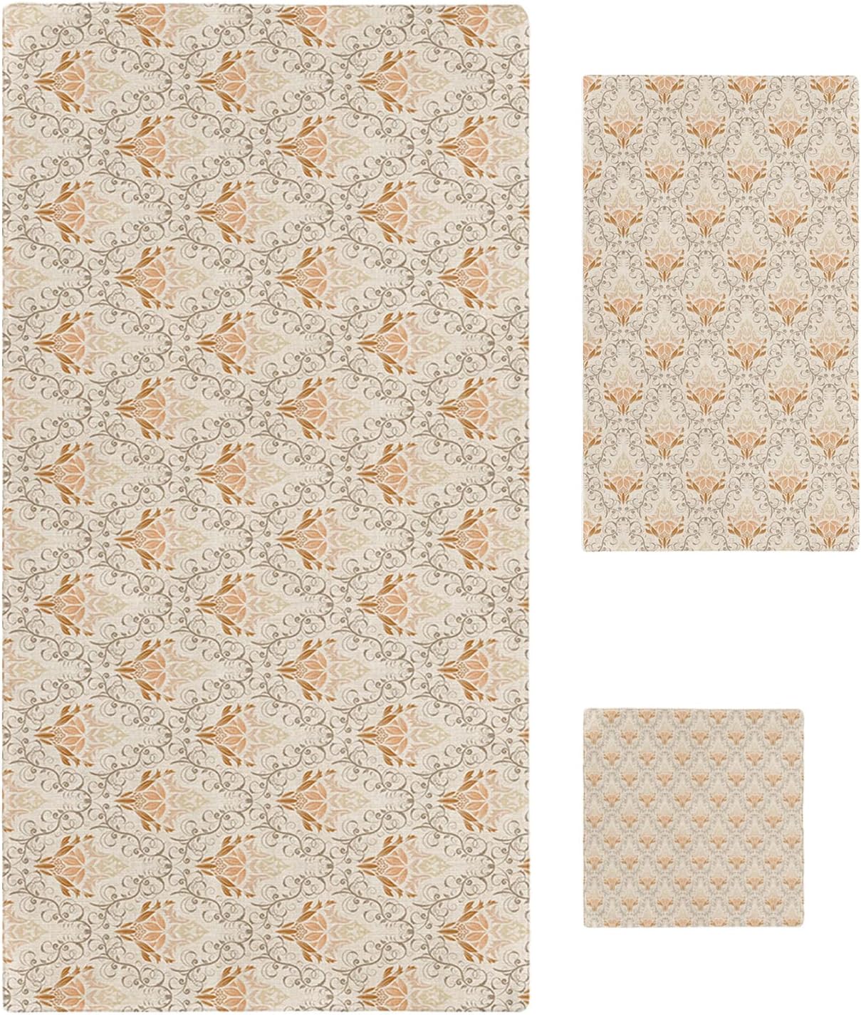 Shine-Home Retro Orange Paisley Towel Set for Bathroom