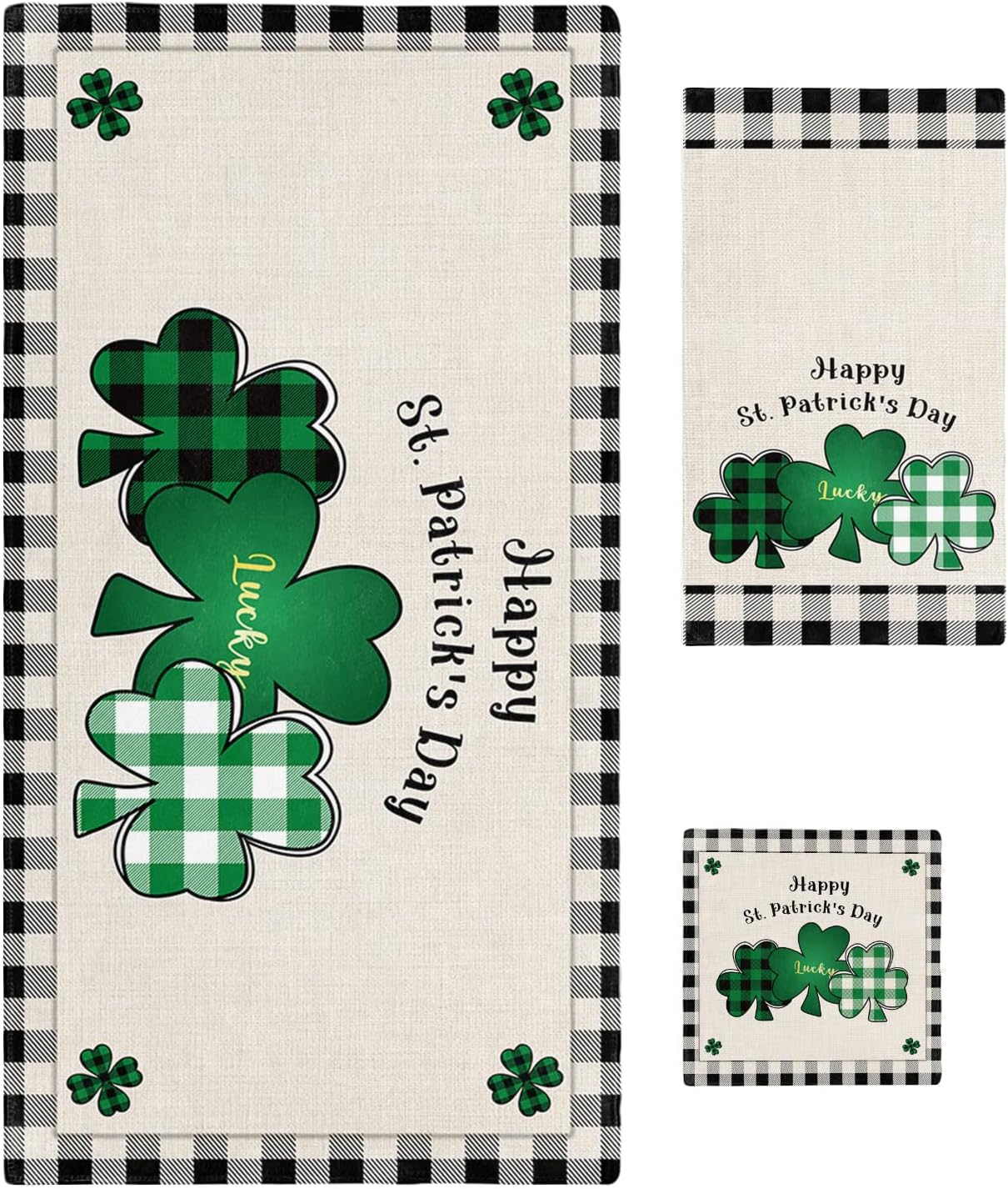 ZOE GARDEN St Patricks Day Towel Set with Shamrock Design
