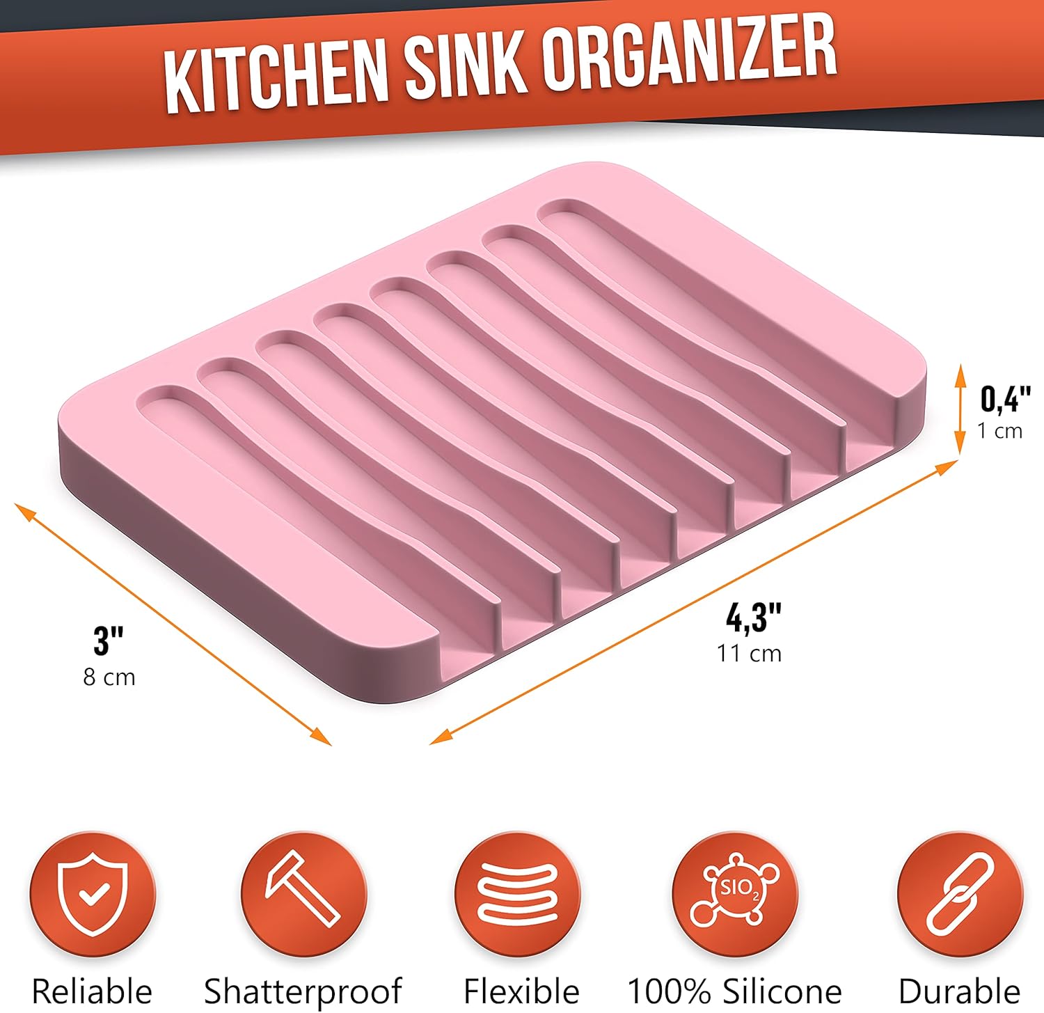 Z ZAPPOWARE 2-Pack Silicone Soap Dish with Drain - Pink 1