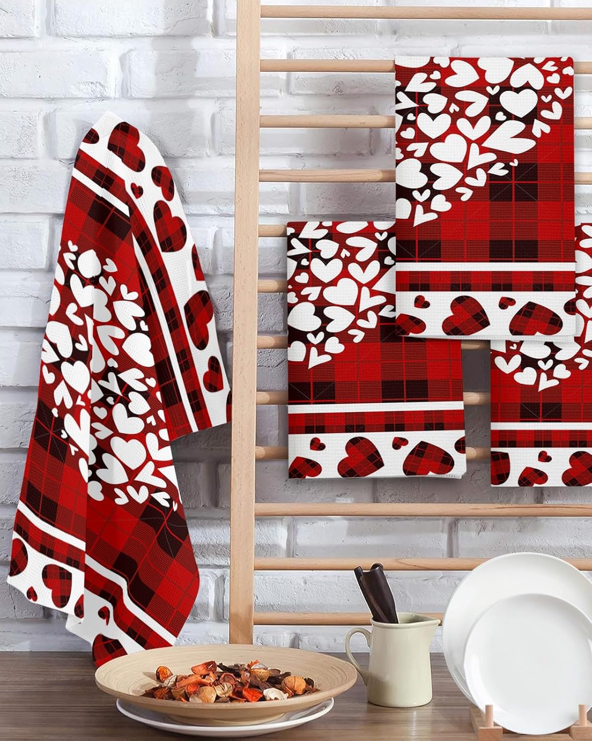 Falaniique Buffalo Red Waffle Towel Set of 3