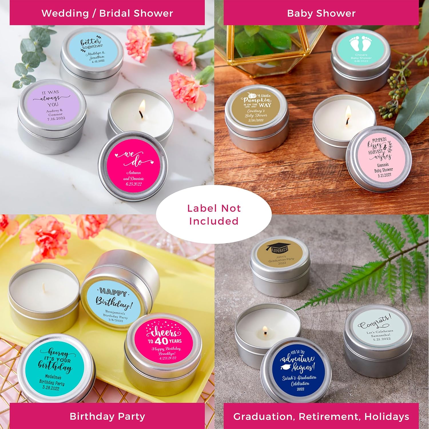 Kate Aspen Vanilla Scented Travel Size Candle Tins Set of 96