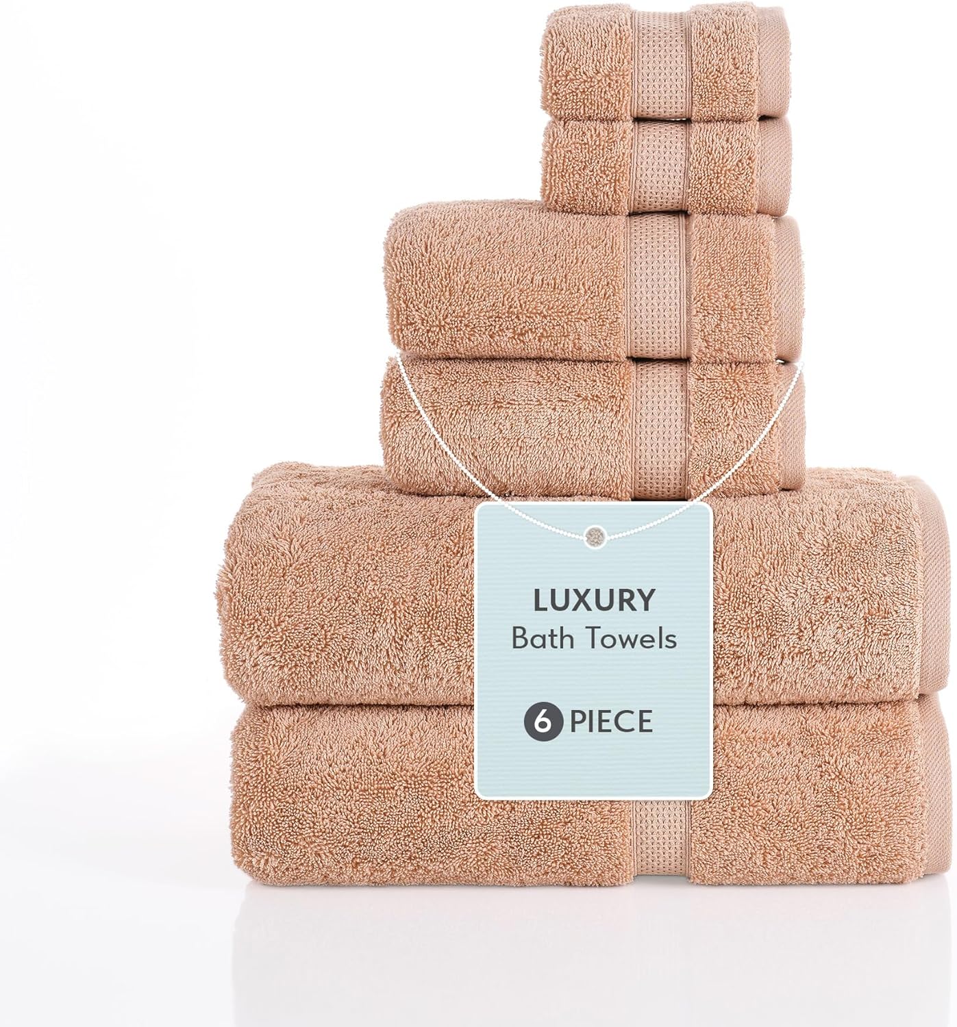 TrendShine Turkish Cotton Towel Set of 6 - Soft Absorbent Bath Towels