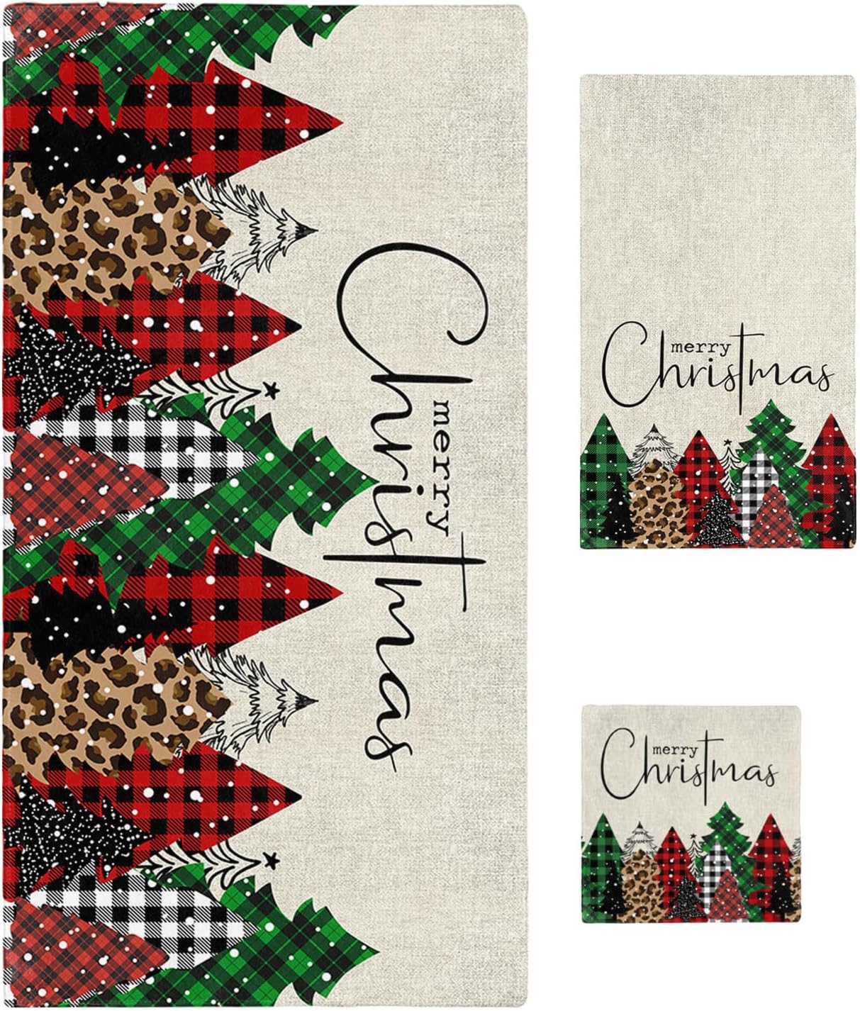 Chees D Zone Christmas Red Green Buffalo Plaid Bath Towel Set