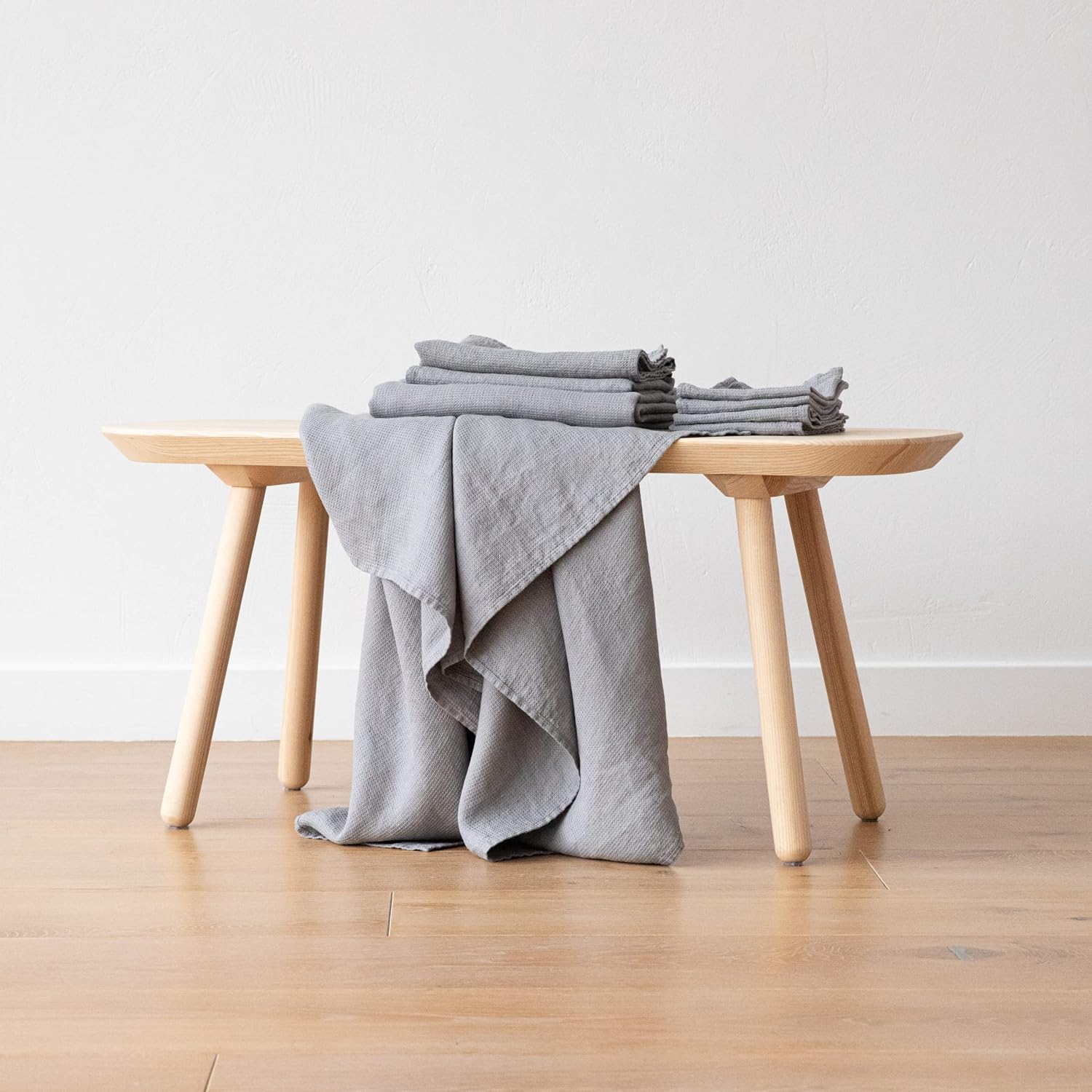 LinenMe 07800 Graphite Waffle Washed Linen Towel Set