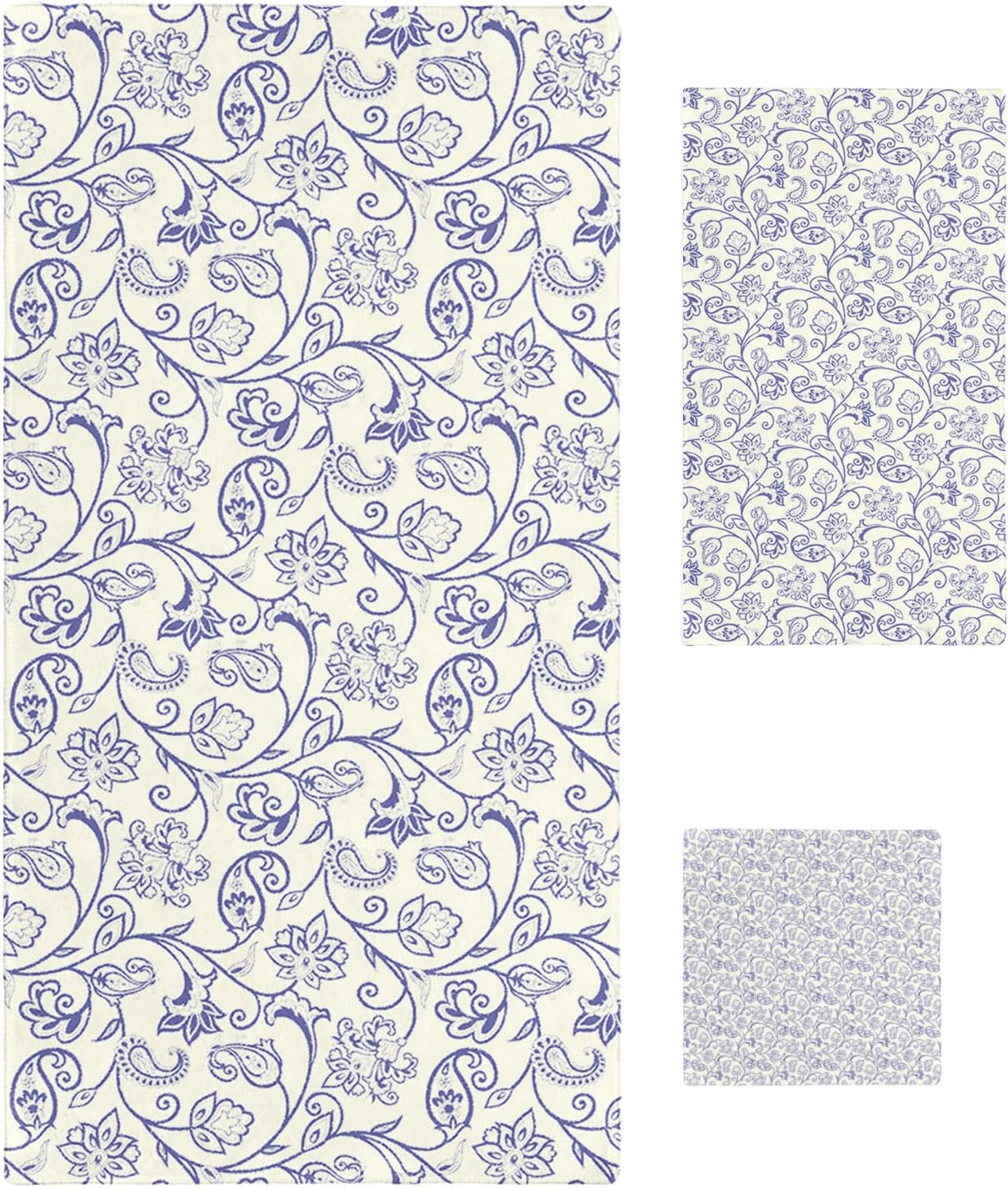 ZOE GARDEN Blue Paisley Towel Set with 3 Pieces