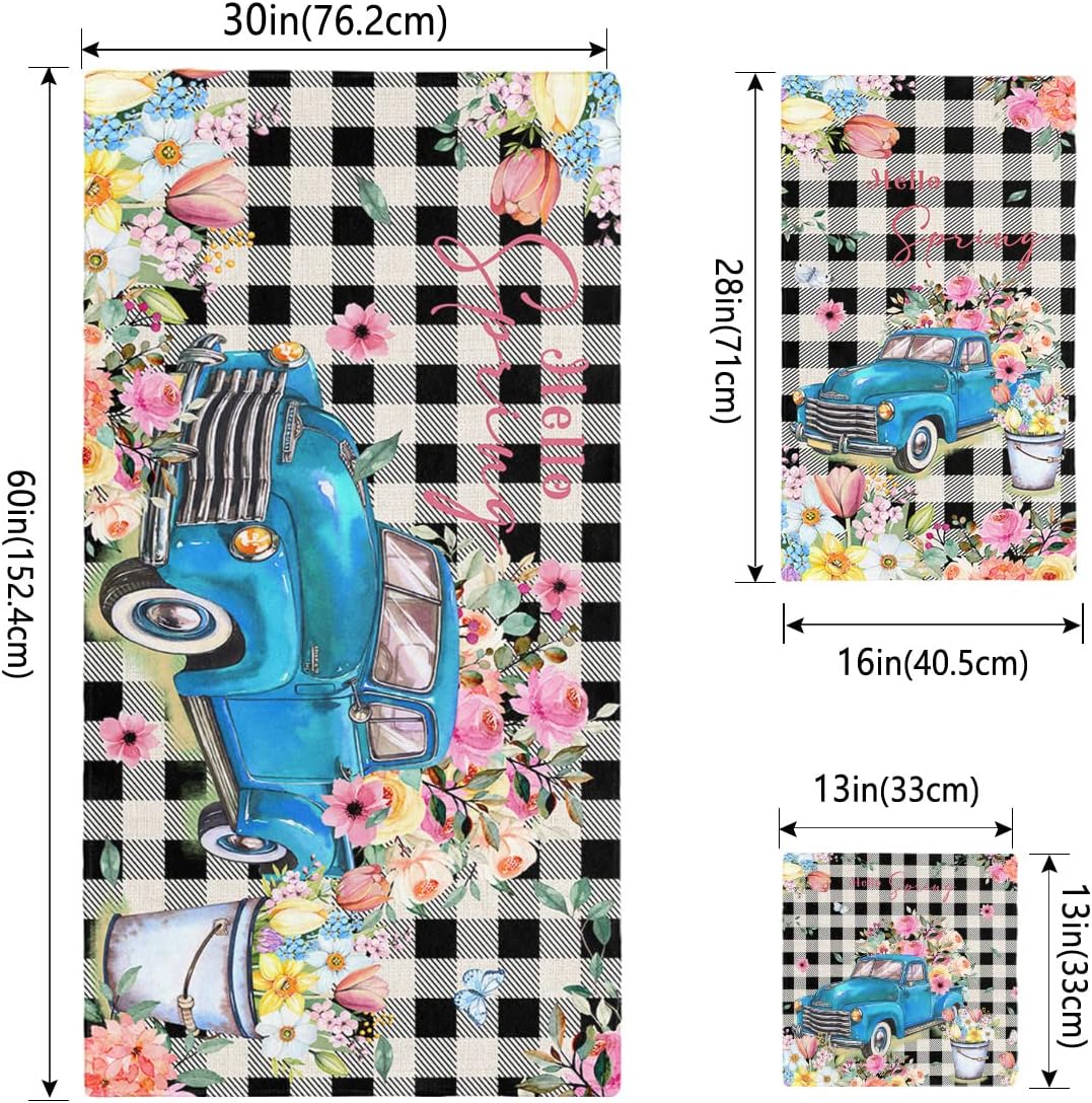 Chees D Zone Summer Tulip Farm Blue Bath Towel Set