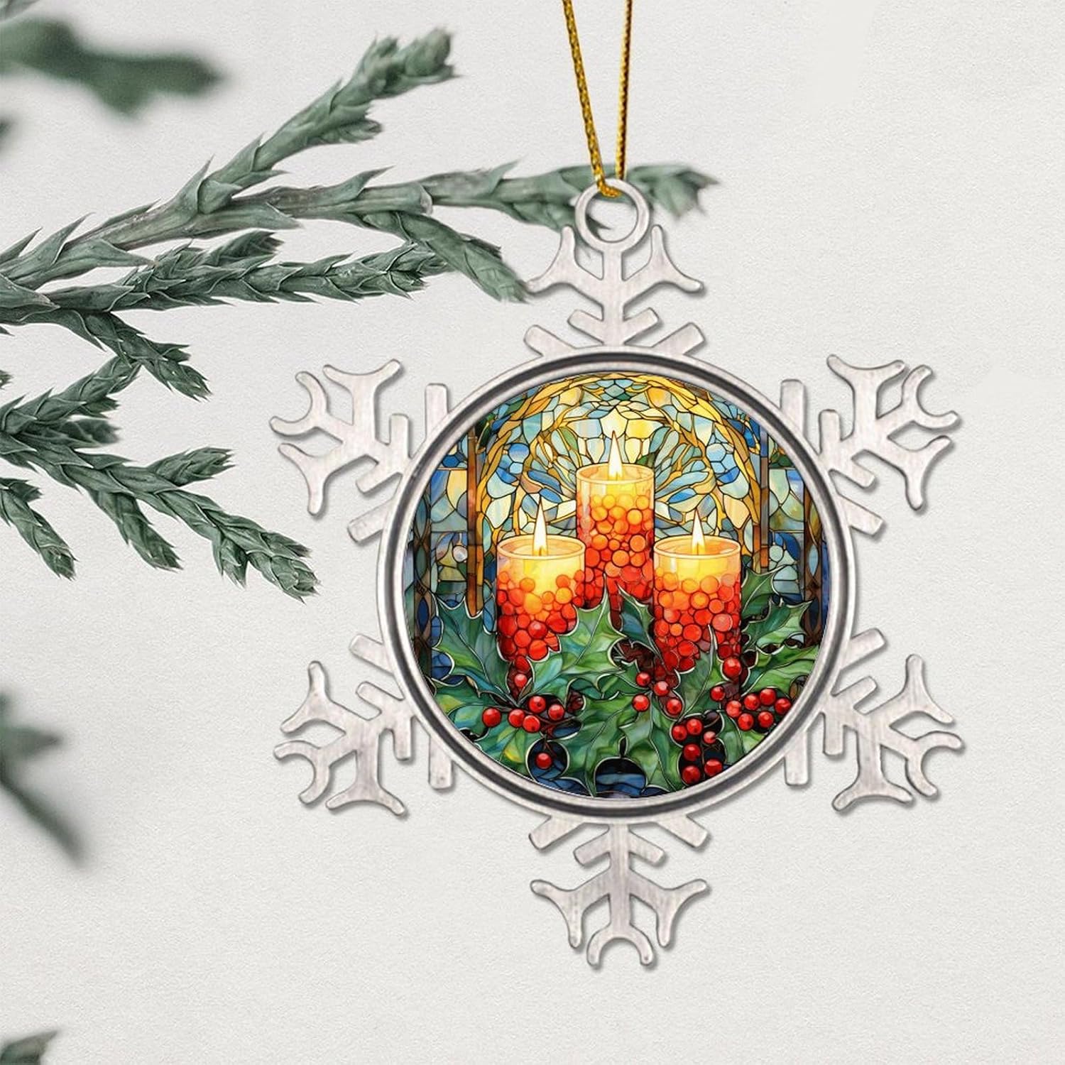 Zyadsinoudor 3 Inch Gold String Snowflake Ornament