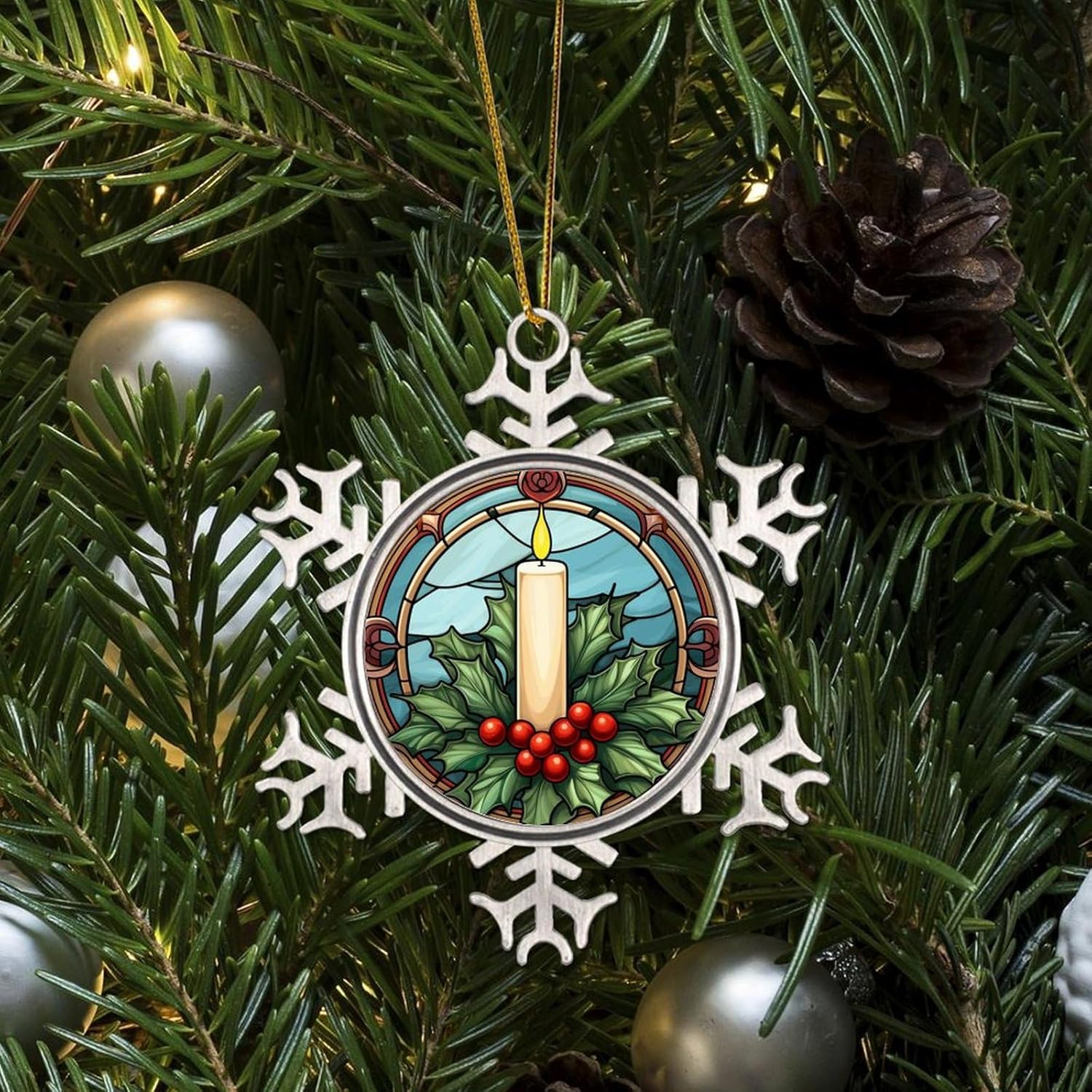 Zyadsinoudor 3 Inch Metal Snowflake Hanging Ornament 1