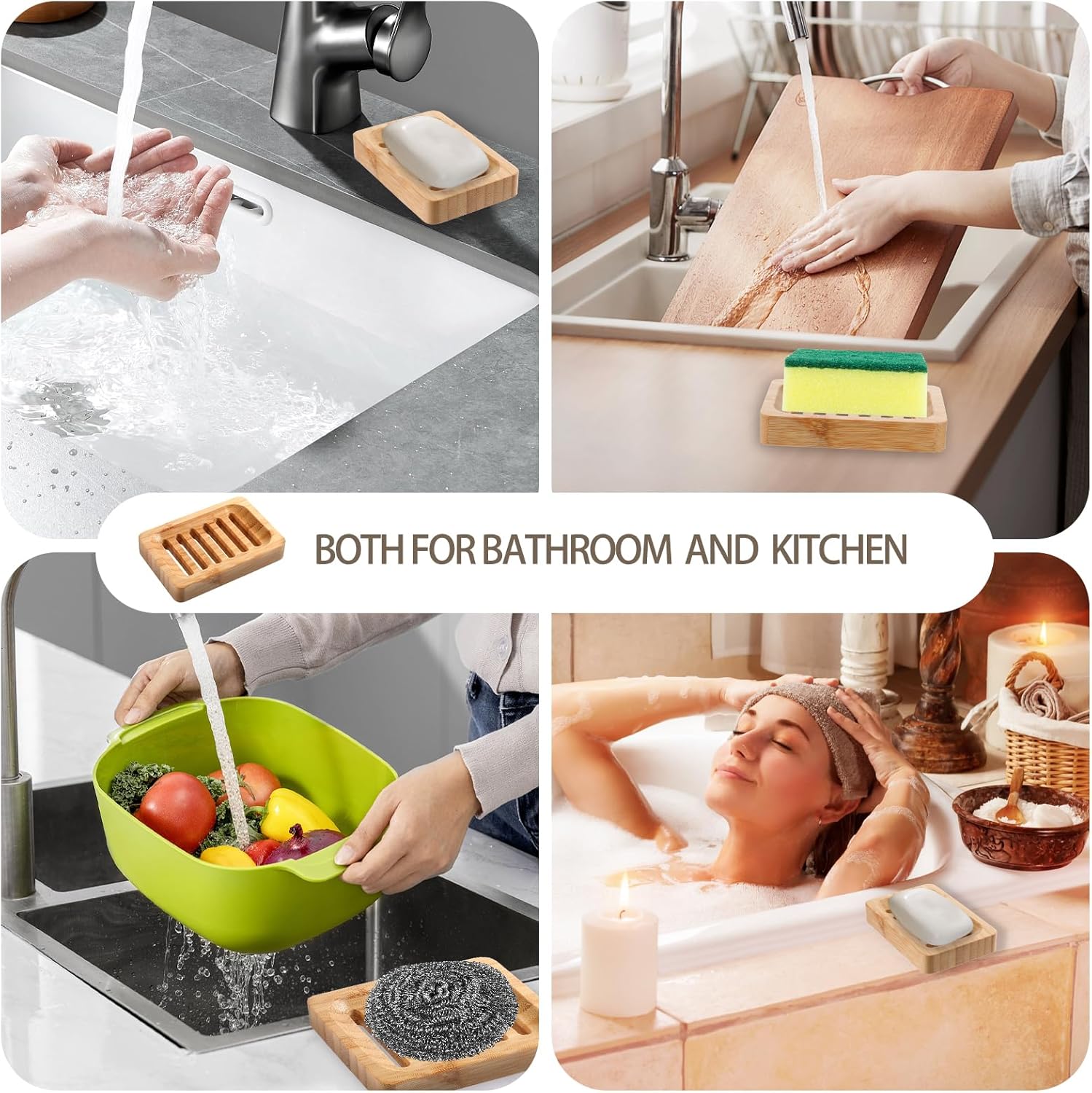Bamboo Soap Holder 2 Pack - Waterproof and Sturdy