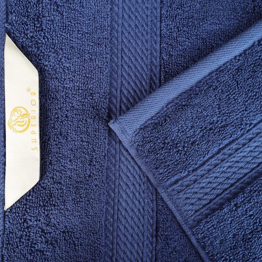 Superior Egyptian Cotton Pile 3 Piece Towel Set Navy Blue