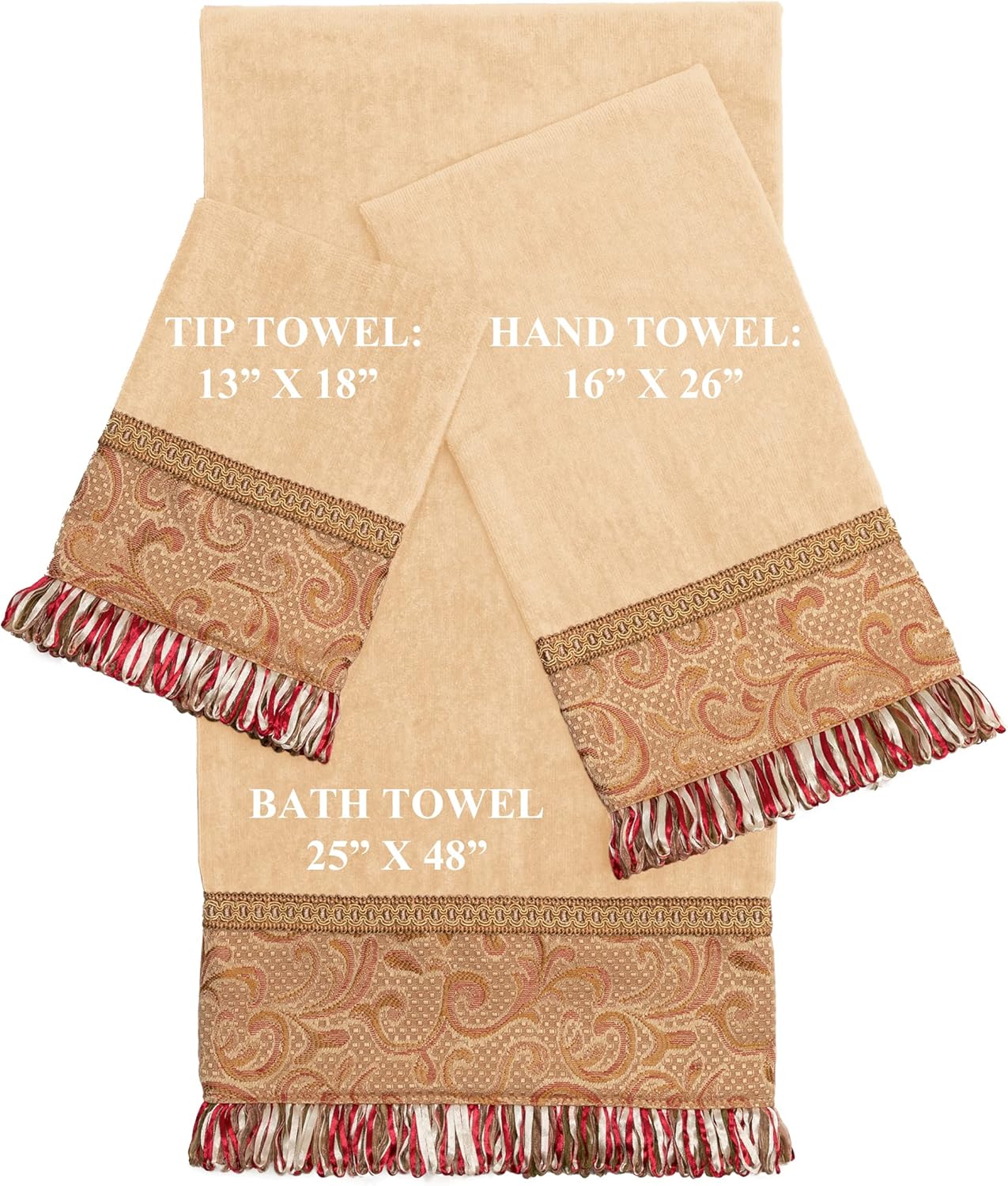 Sherry Kline Light Gold Swirl Paisley 3-Piece Towel Set